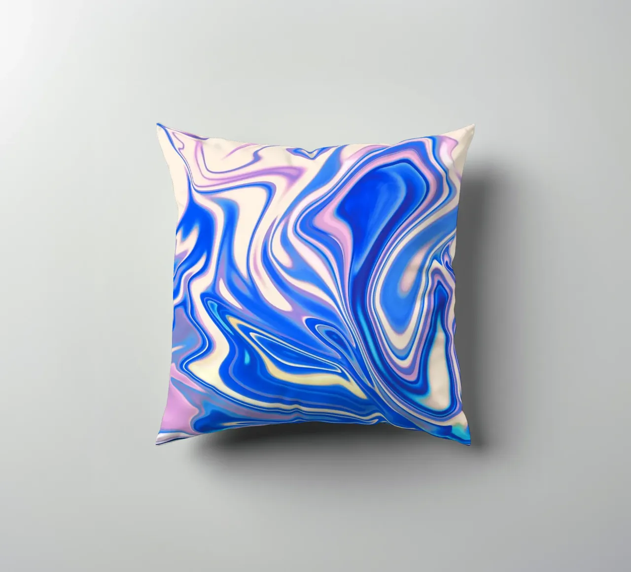 Abstract dynamic pattern in white, blue and pink. decorative cushion by Something for you