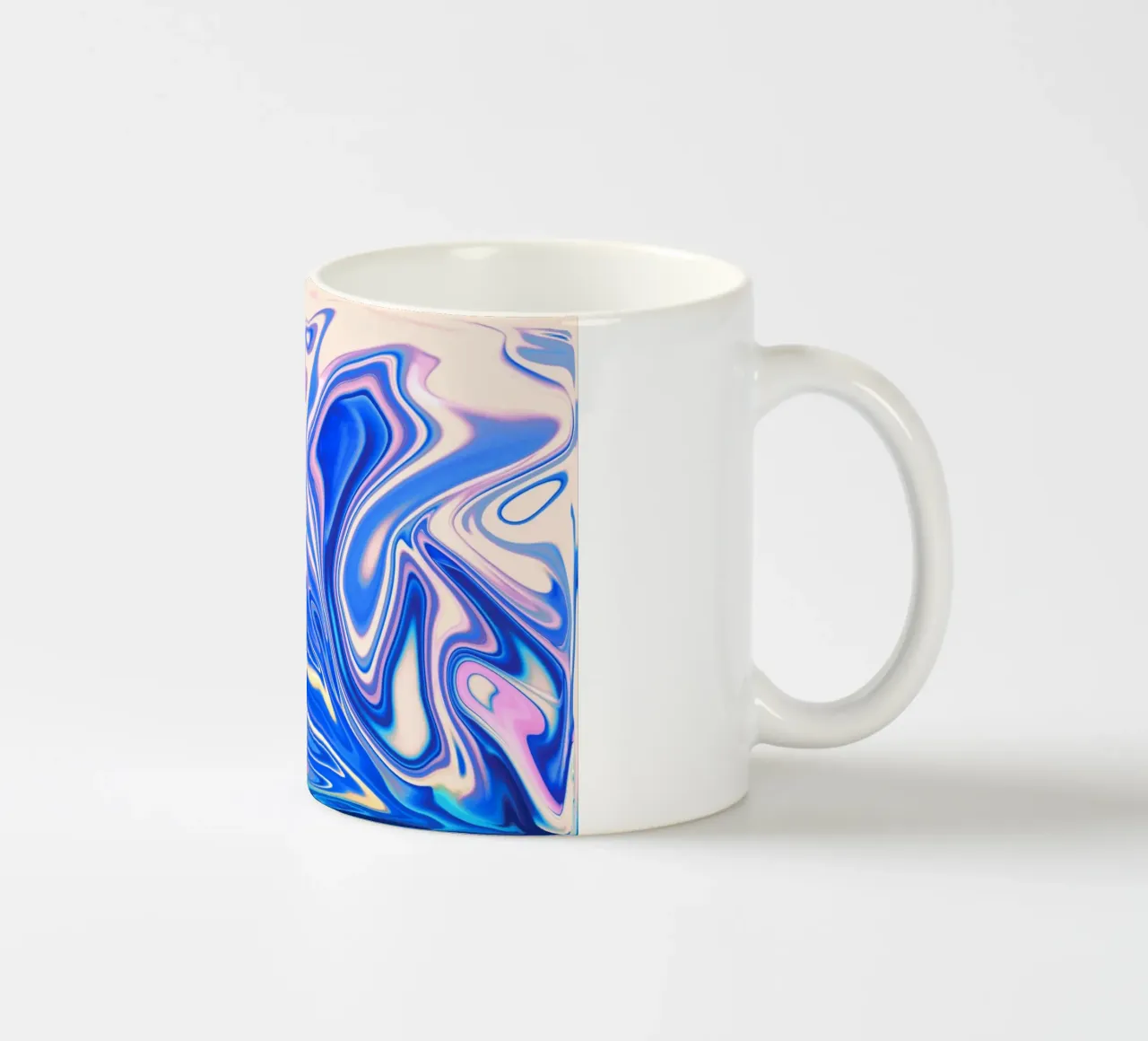 Abstract dynamic pattern in white, blue and pink. ceramic mug by Something for you