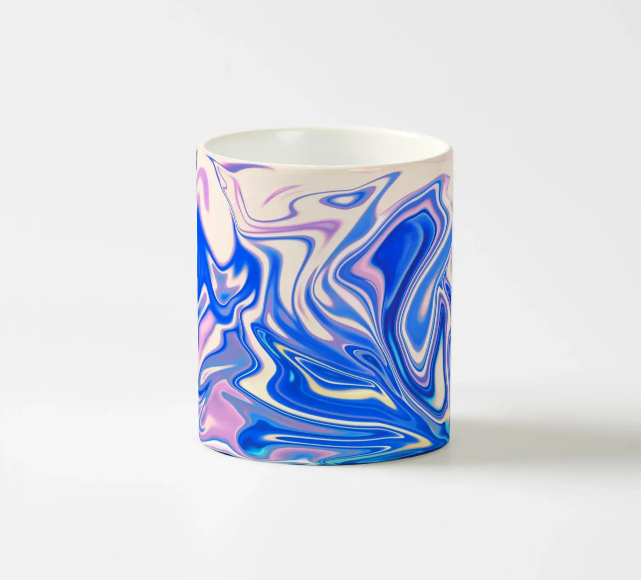 Abstract dynamic pattern in white, blue and pink. ceramic mug by Something for you