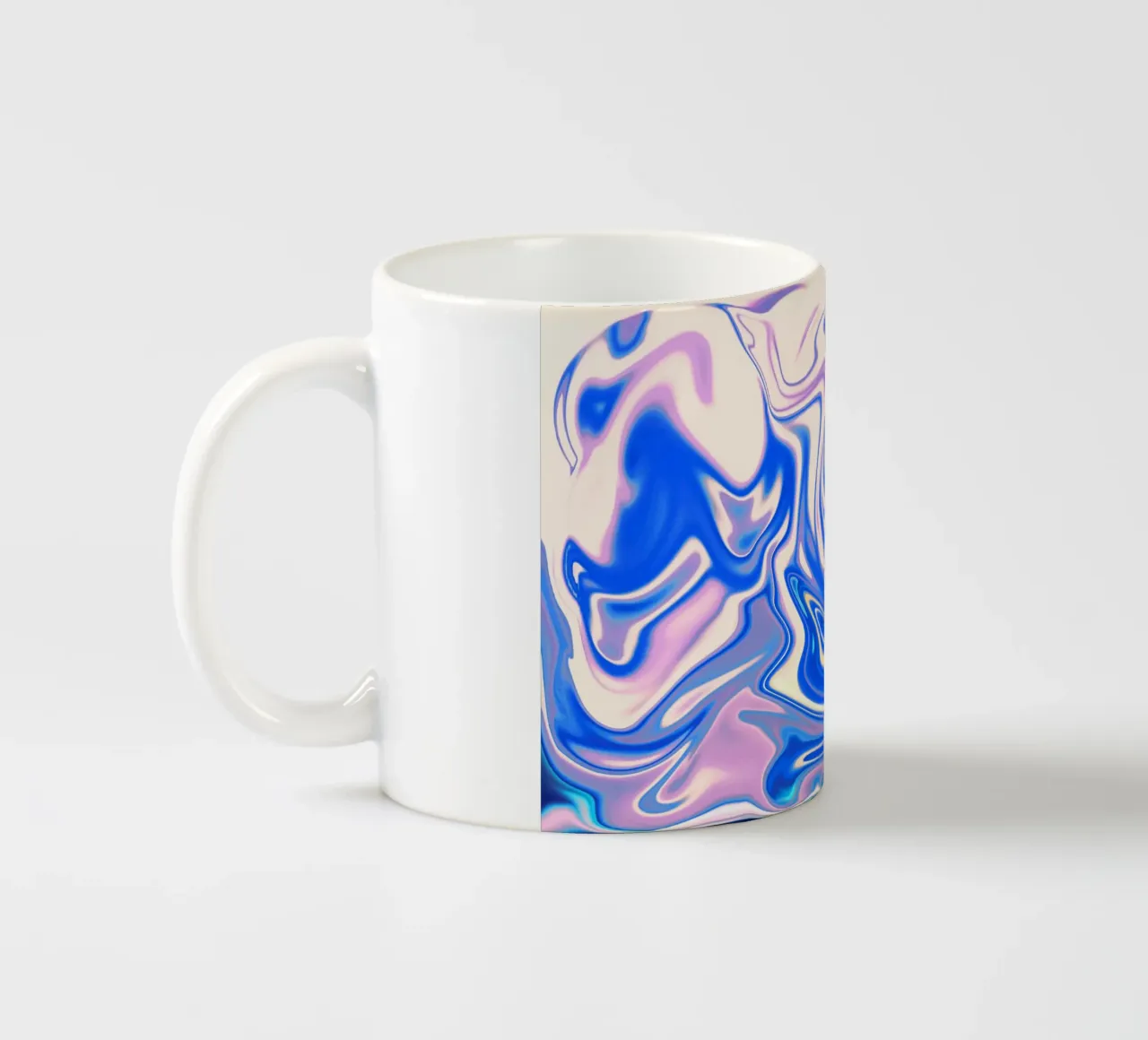 Abstract dynamic pattern in white, blue and pink. ceramic mug by Something for you