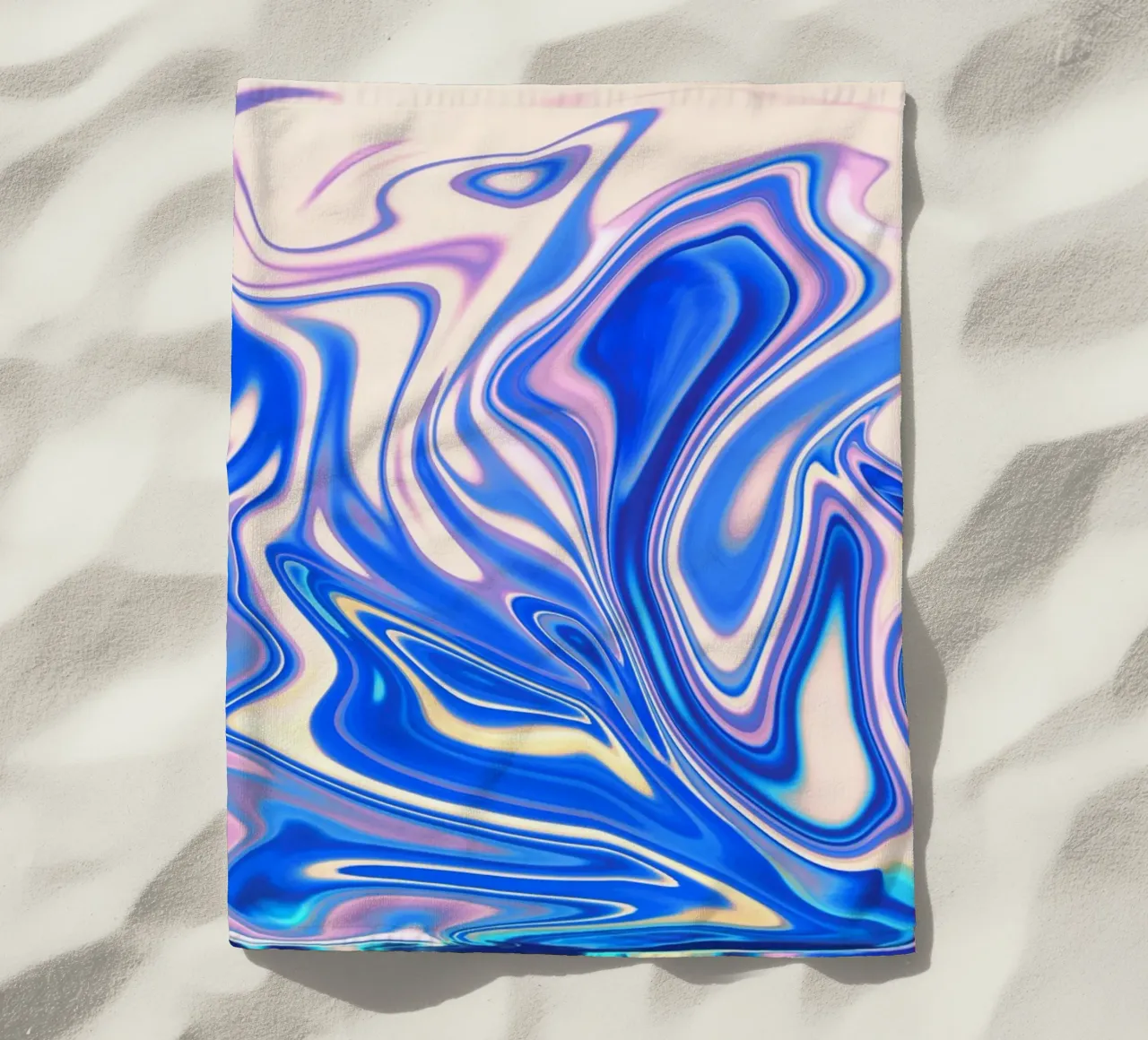 Abstract dynamic pattern in white, blue and pink. beach towel by Something for you