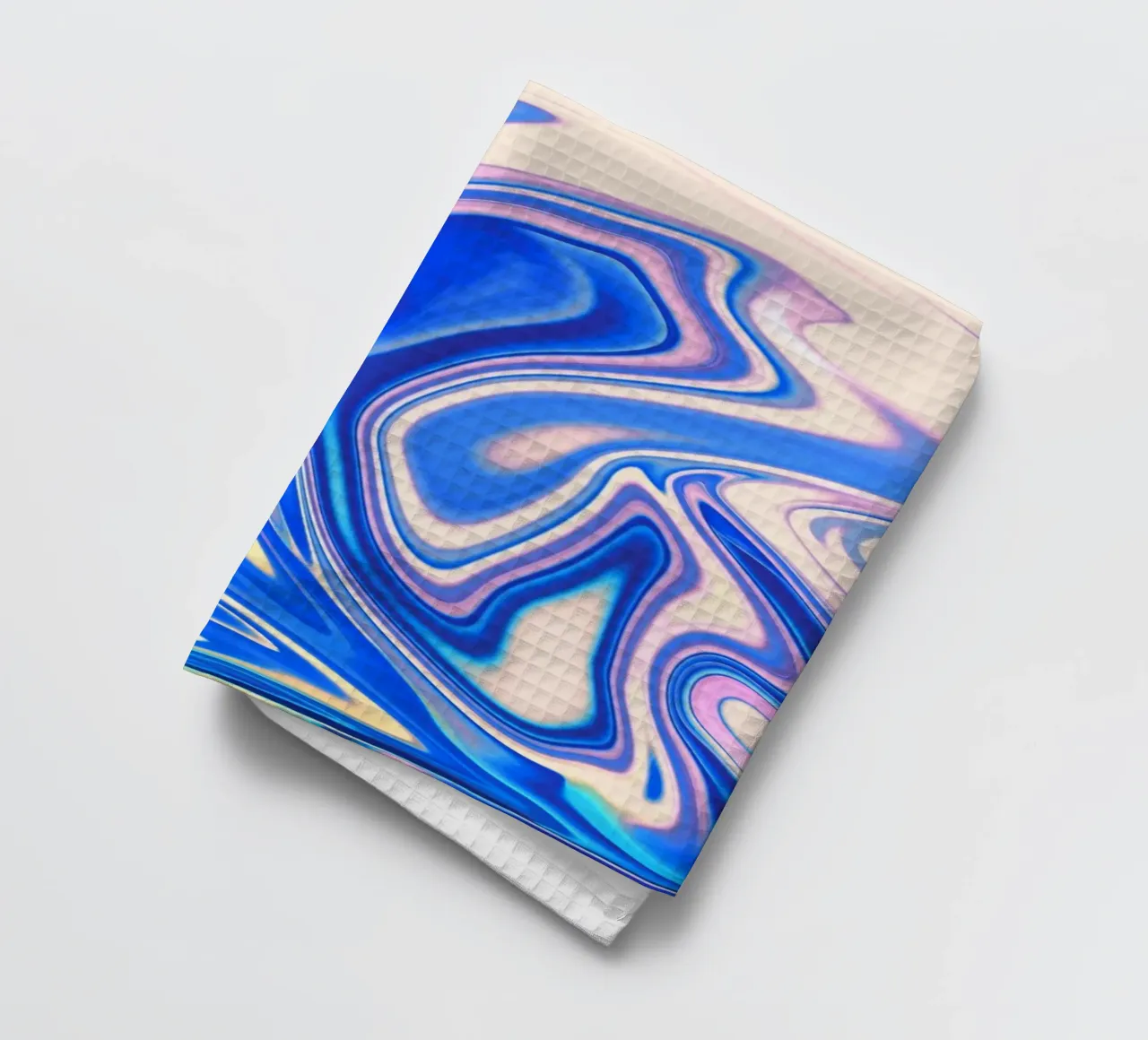 Abstract dynamic pattern in white, blue and pink. tea towel by Something for you
