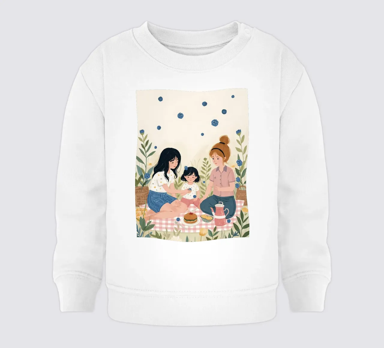 Una famiglia che si gode un picnic con cibo e fiori felpa neonato da DesignDoodle