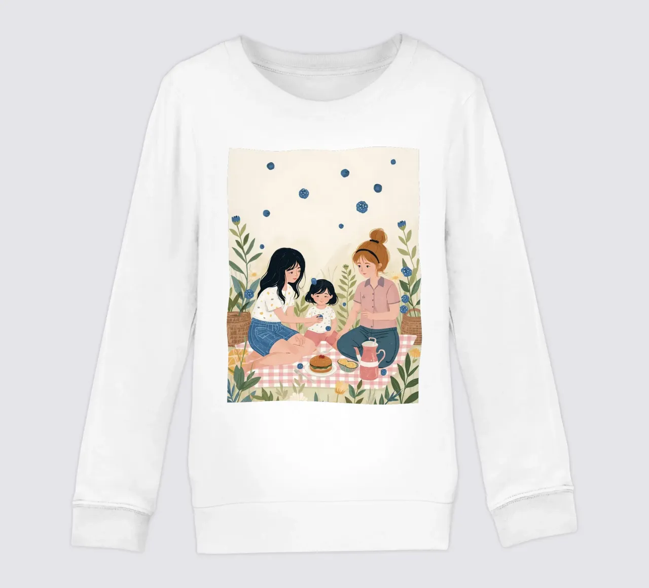 Una famiglia che si gode un picnic con cibo e fiori felpa bambino da DesignDoodle