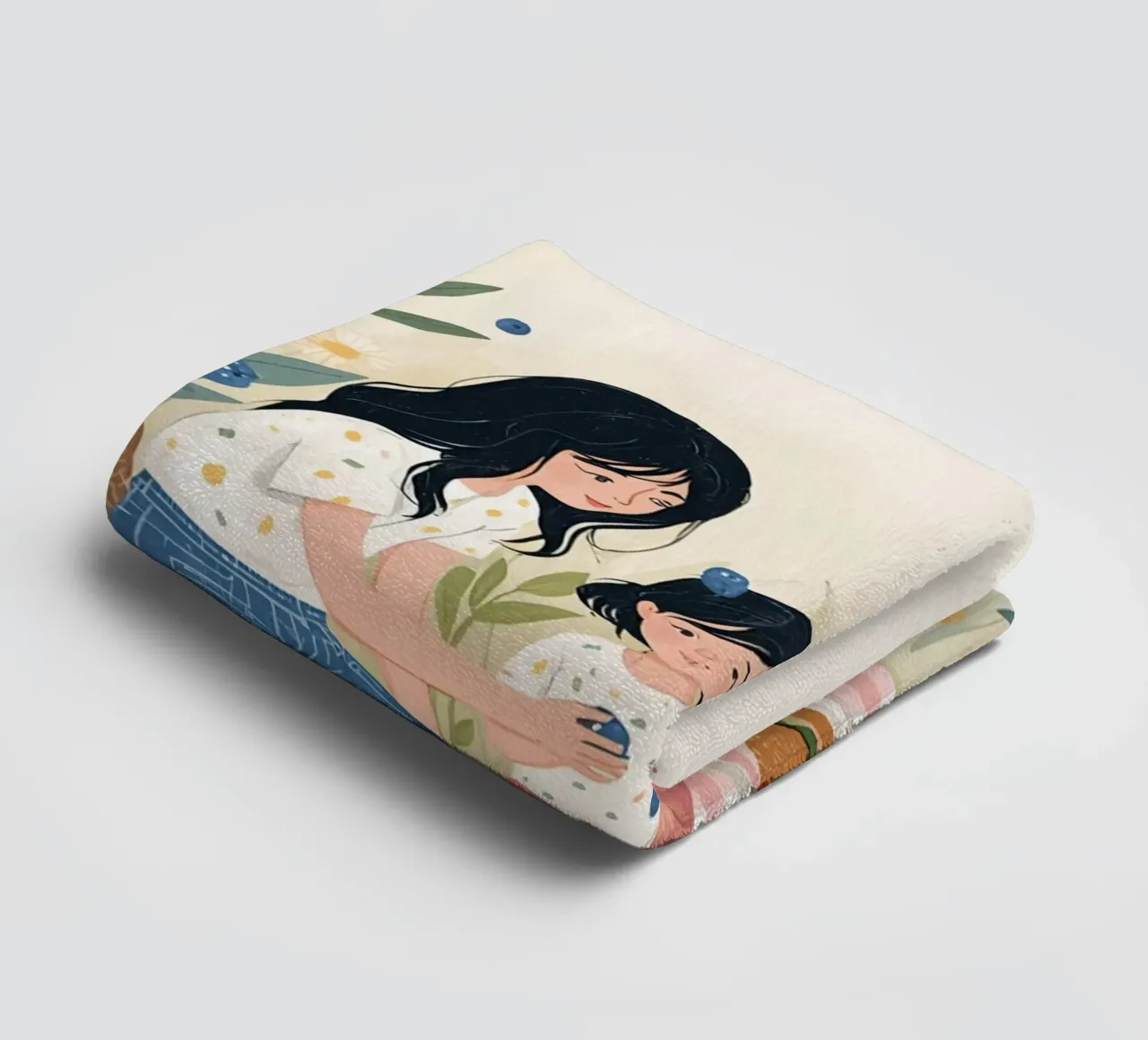 Una famiglia che si gode un picnic con cibo e fiori asciugamano da bagno da DesignDoodle