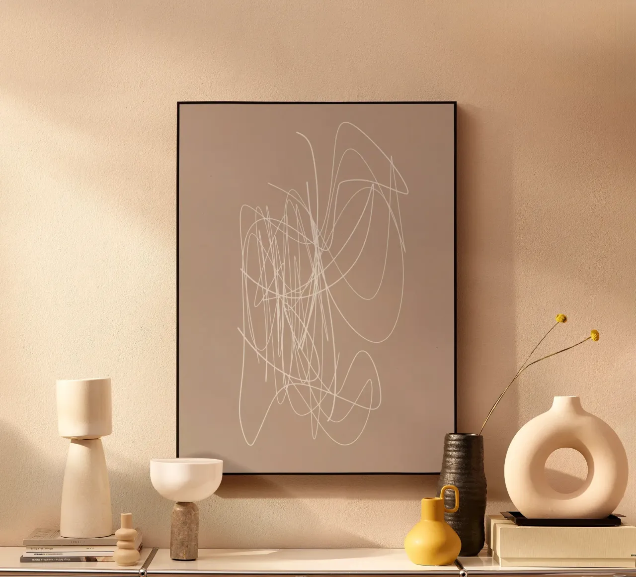 Meet You There | Abstract Minimal Line Drawing alluminio dibond con Cornice Artbox da sabidussi