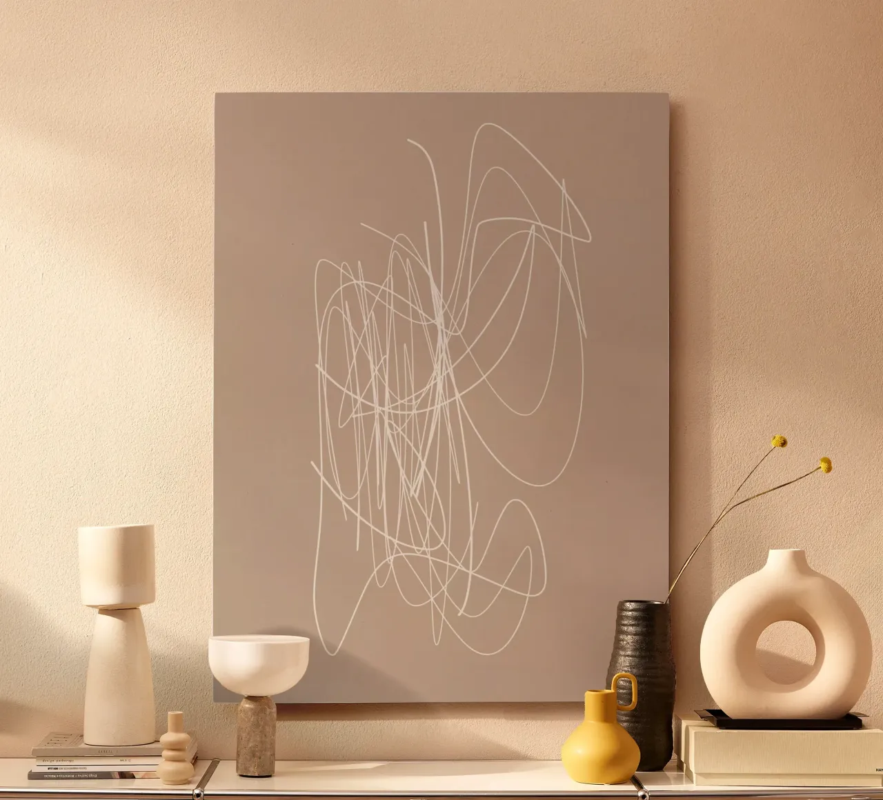Meet You There | Abstract Minimal Line Drawing alluminio dibond con Cornice Artbox da sabidussi