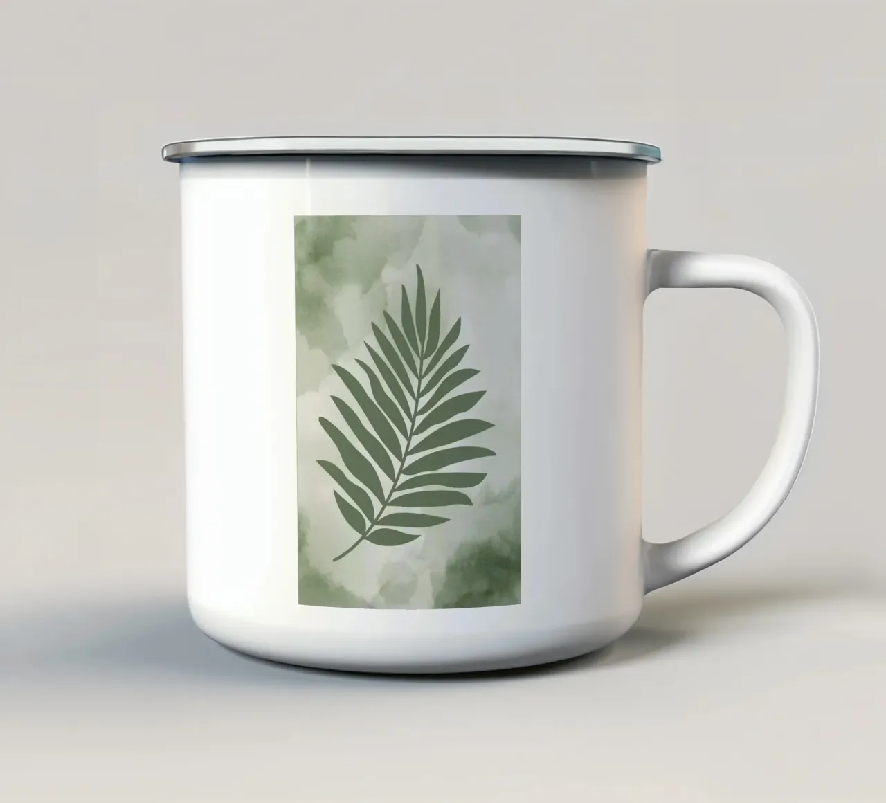 Foglia verde tazza in smalto da HARU HARU
