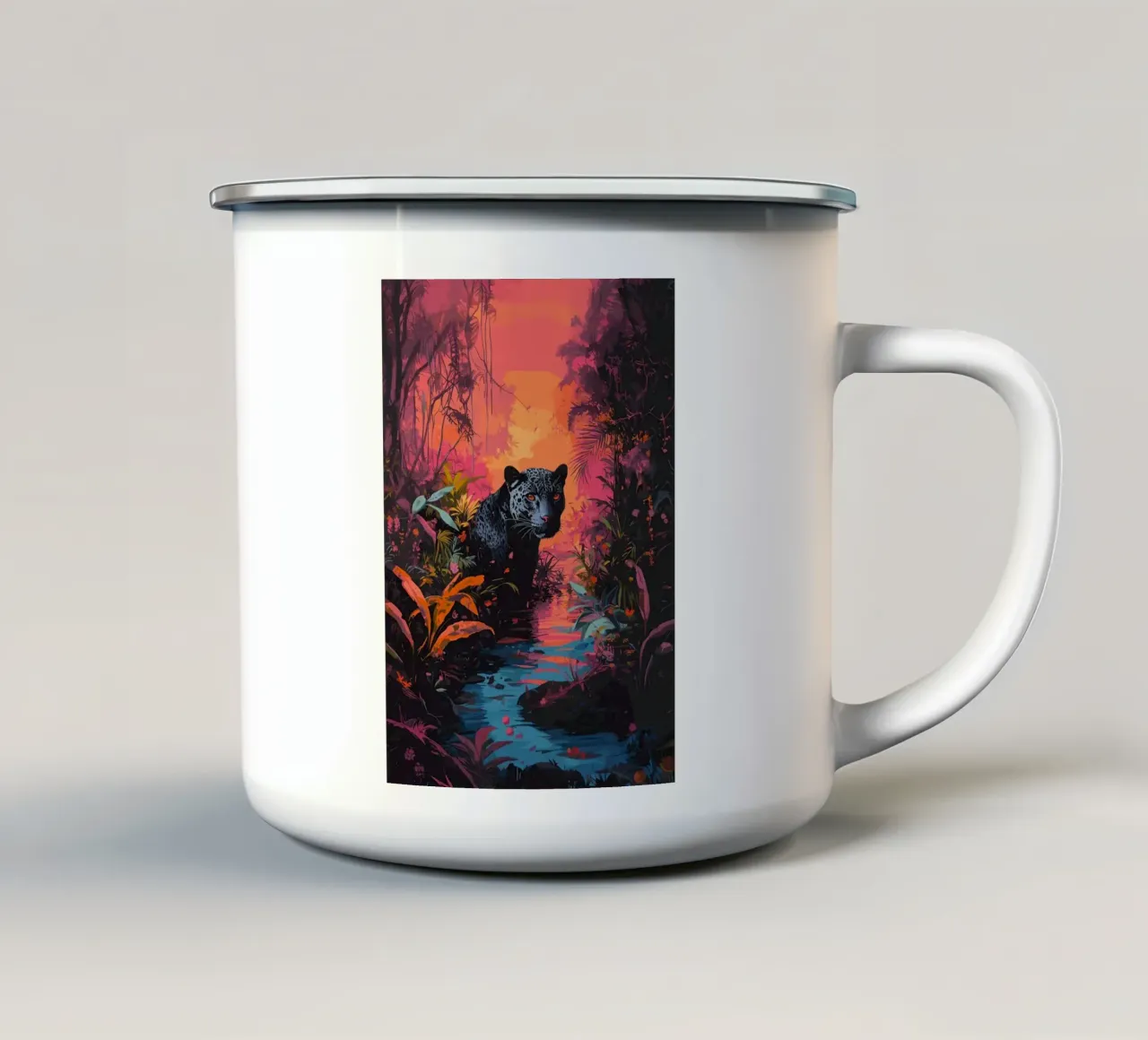 Pantera Nera nella giungla tazza in smalto da apple crumble
