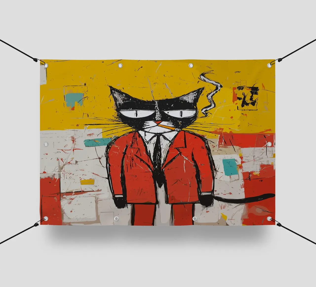 Gatto figo in abito rosso telo in pvc da apple crumble