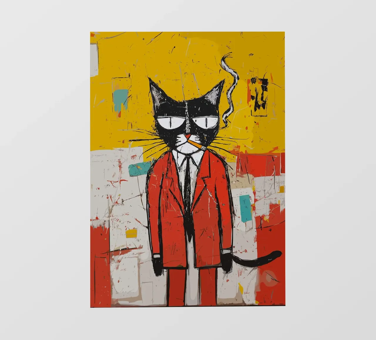 Gatto figo in abito rosso telo in pvc da apple crumble