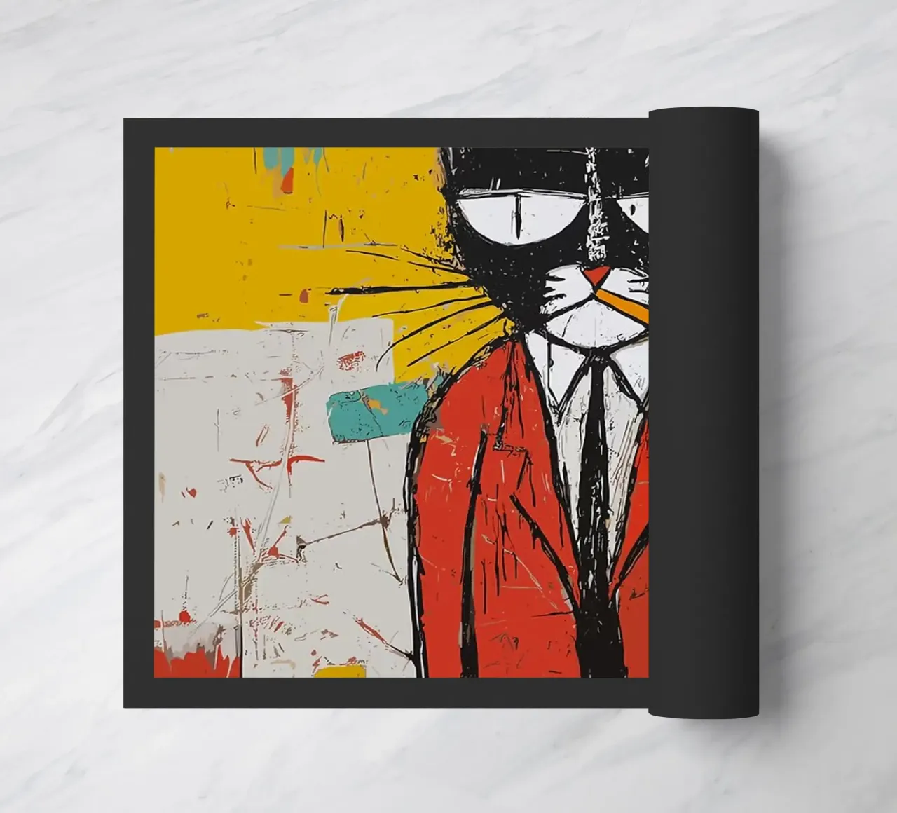 Gatto figo in abito rosso zerbino da apple crumble