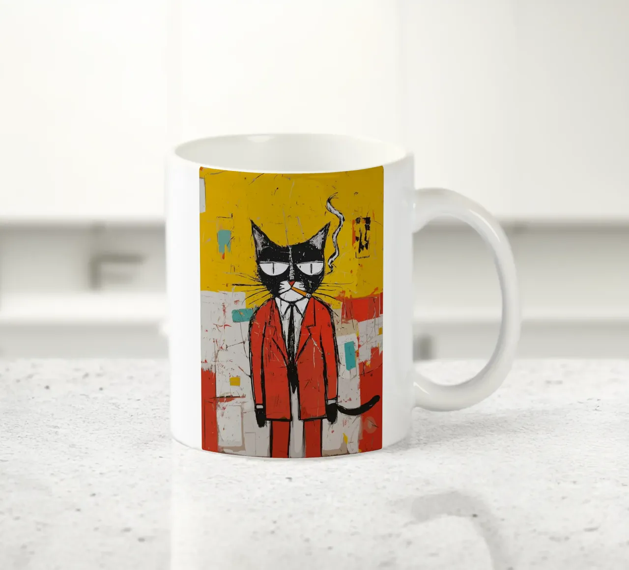 Gatto figo in abito rosso tazza in ceramica da apple crumble