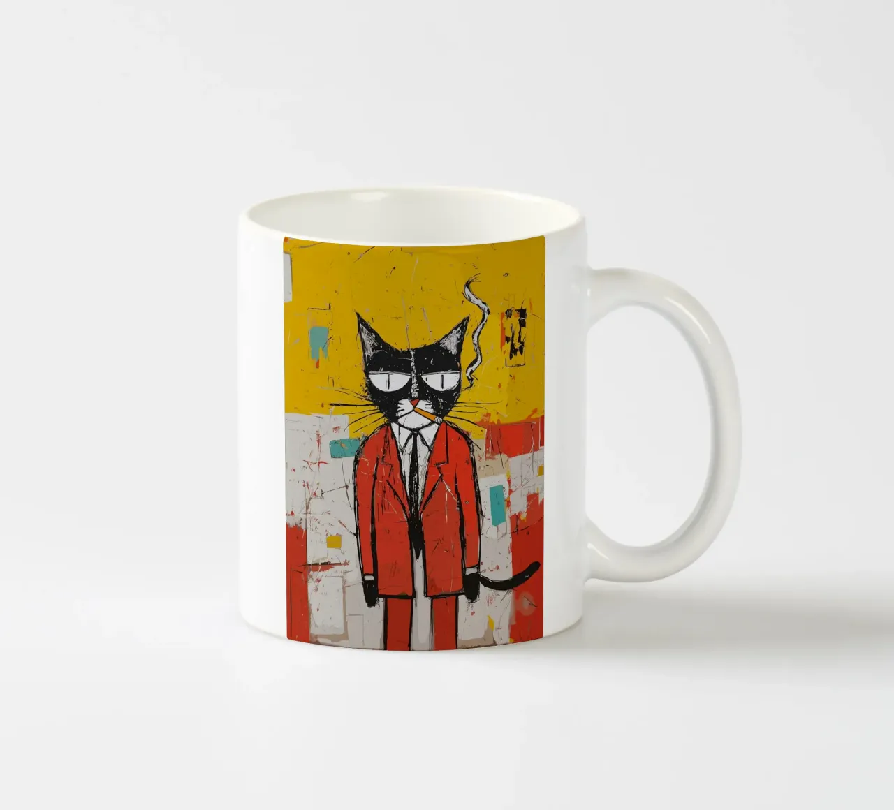 Gatto figo in abito rosso tazza in ceramica da apple crumble