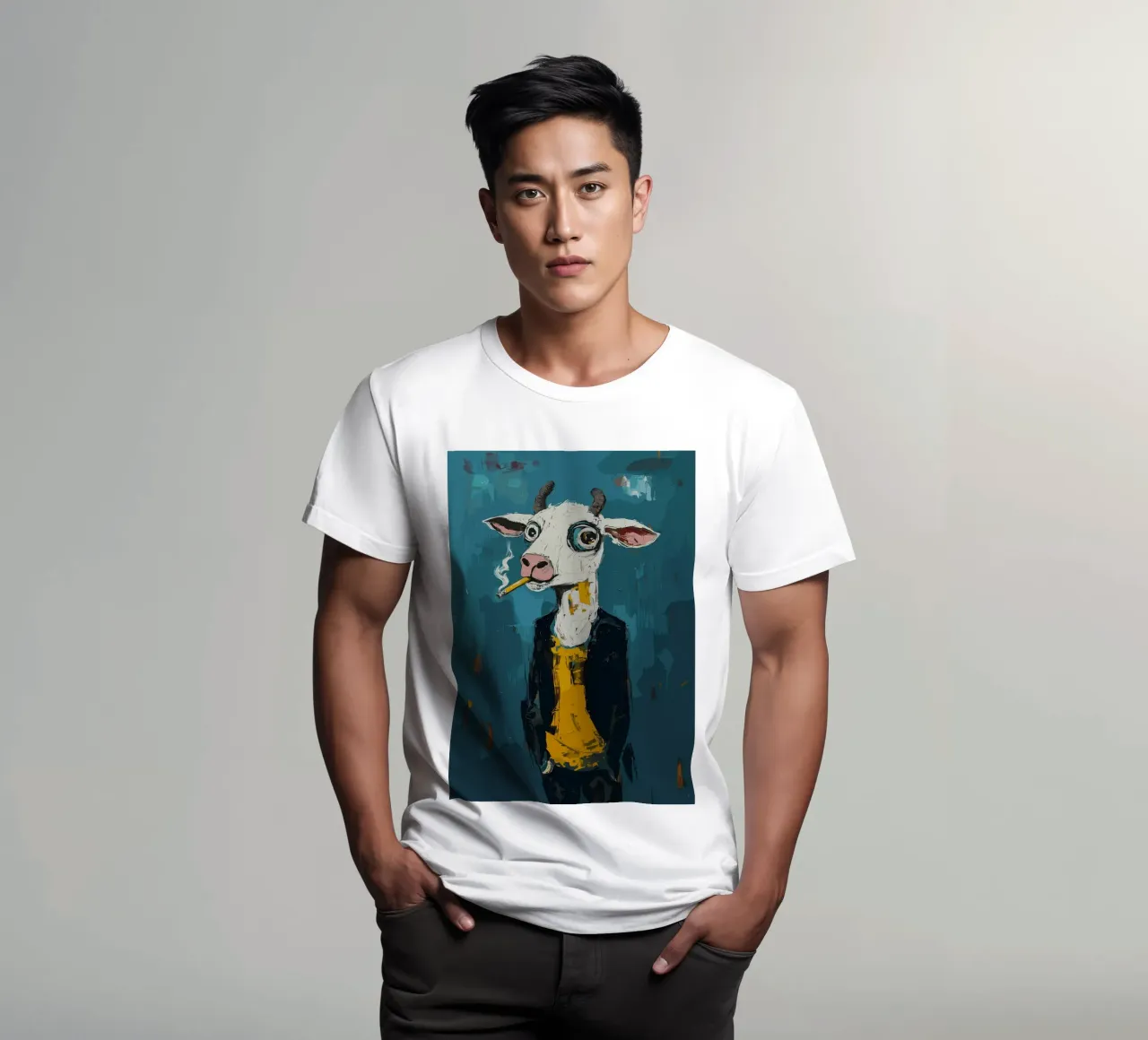 Mucca fresca con sigaretta t-shirt da apple crumble