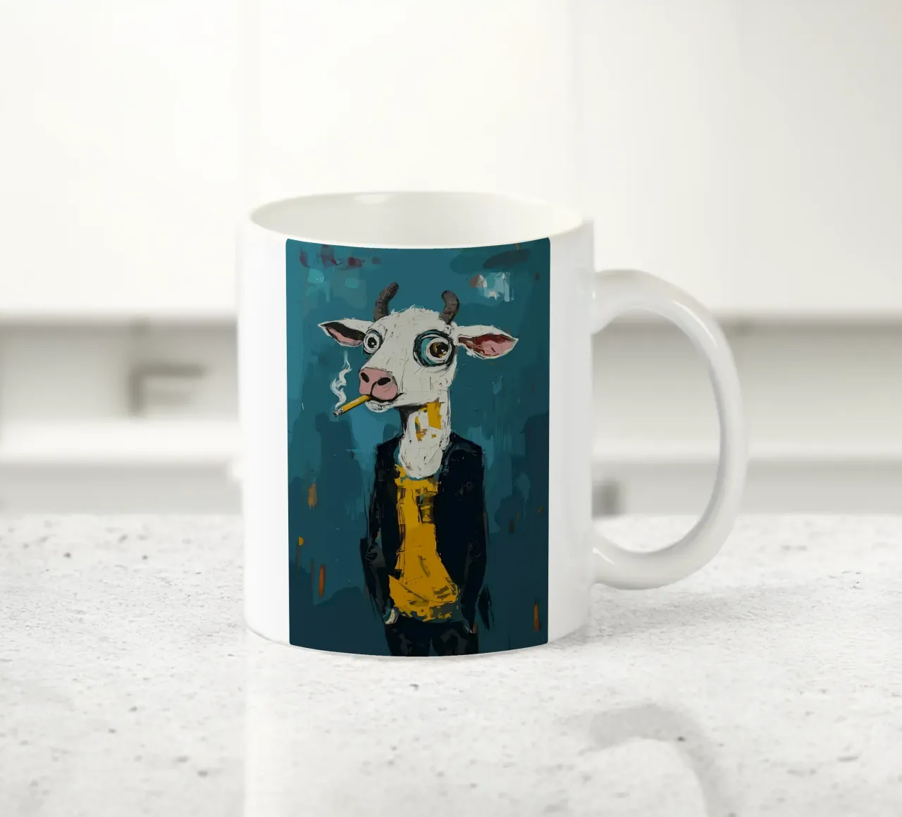 Mucca fresca con sigaretta tazza in ceramica da apple crumble