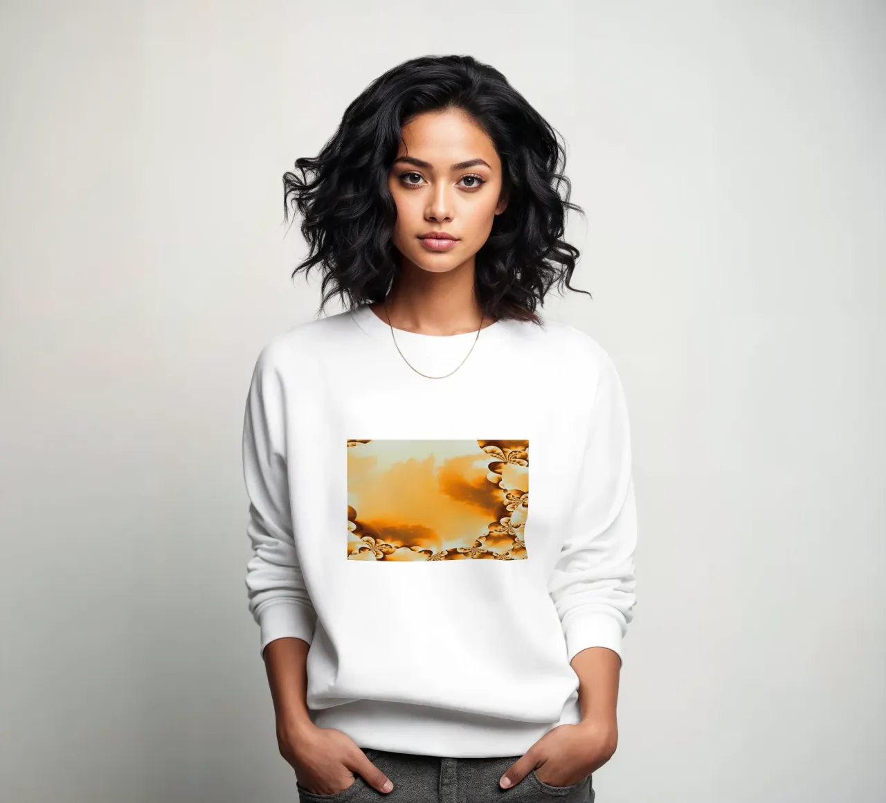 Motif dynamique abstrait en jaune, orange et marron. sweat de Something for you