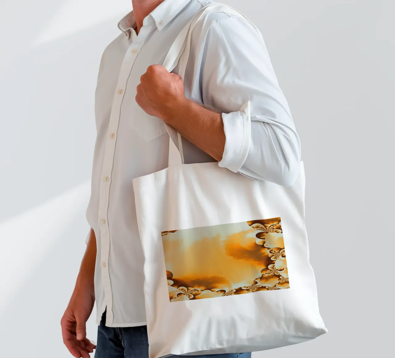 Abstract dynamic pattern in yellow, orange and brown. tote bag by Something for you