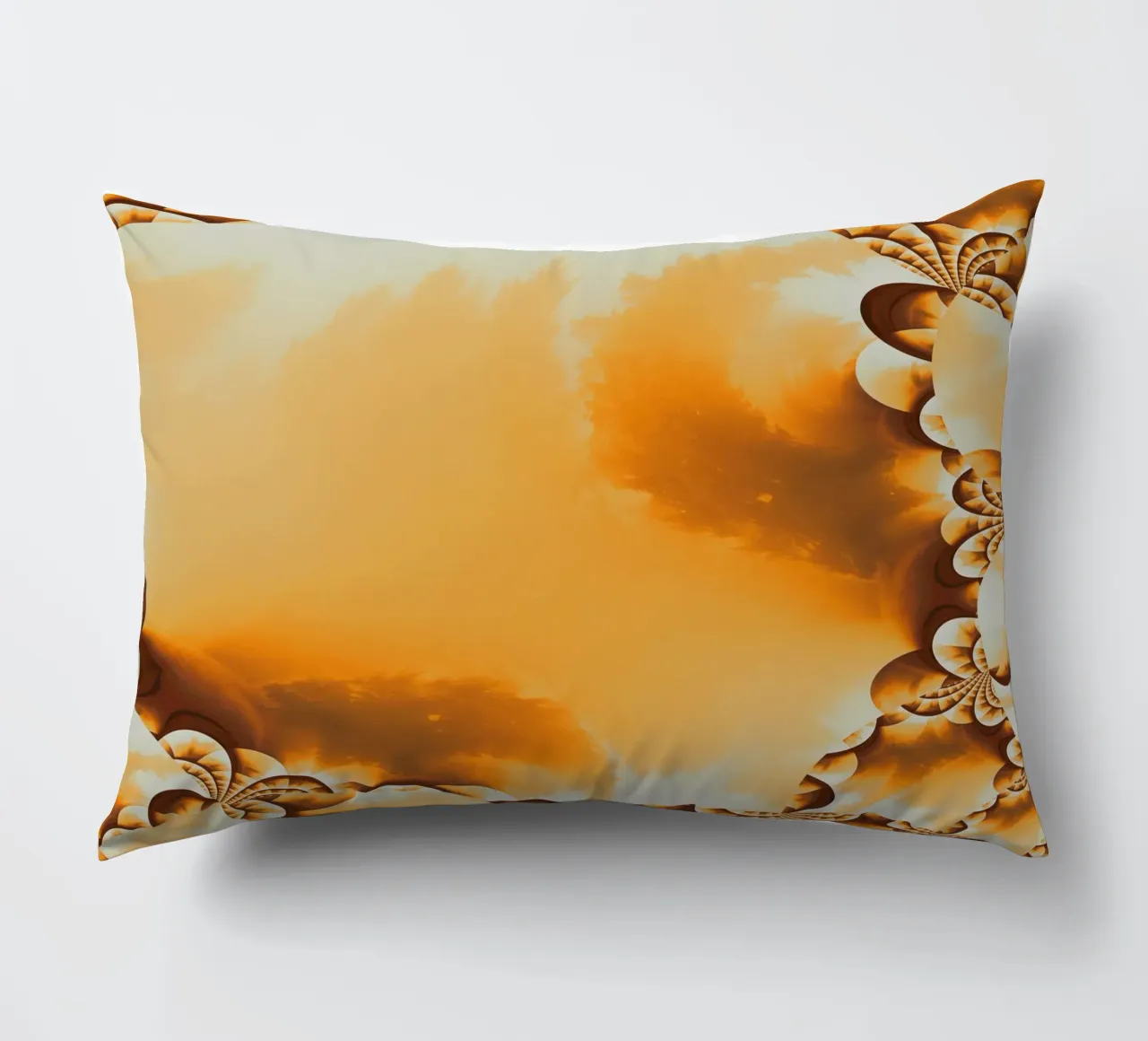 Abstract dynamic pattern in yellow, orange and brown. decorative cushion by Something for you
