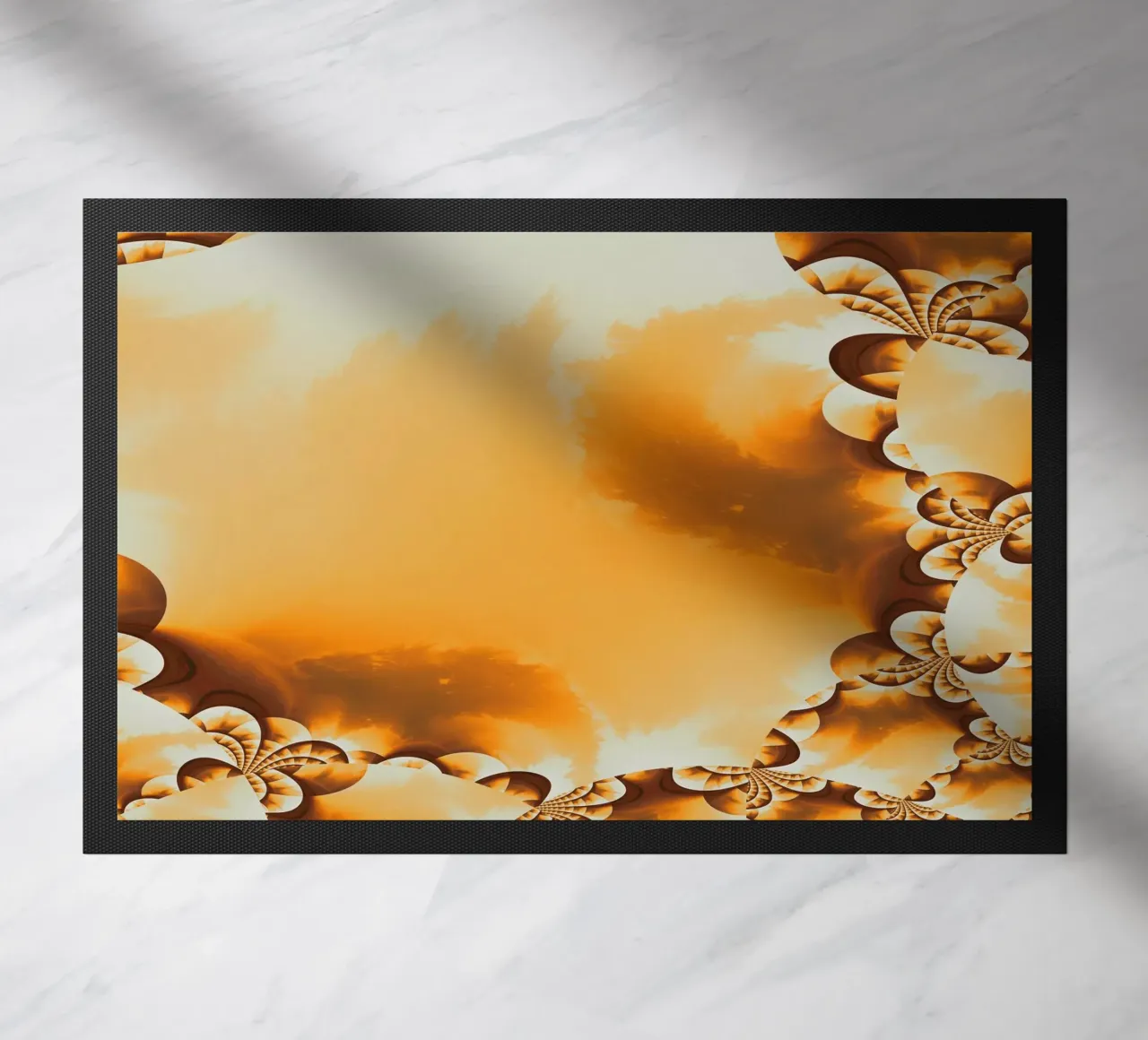 Abstract dynamic pattern in yellow, orange and brown. doormat by Something for you
