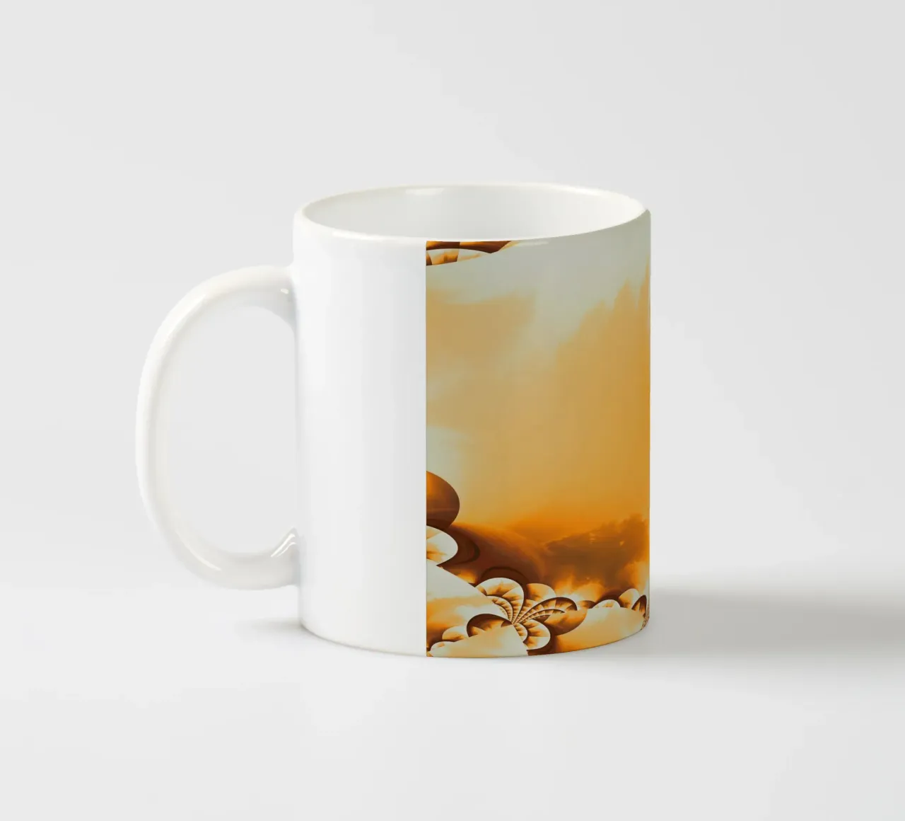 Abstract dynamic pattern in yellow, orange and brown. ceramic mug by Something for you