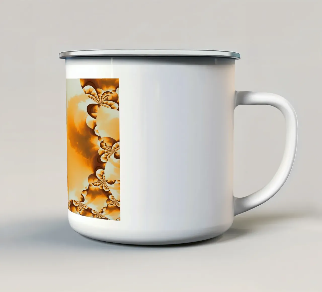 Abstraktes dynamisches Muster in gelb, orange und braun. Emaille Tasse von Something for you