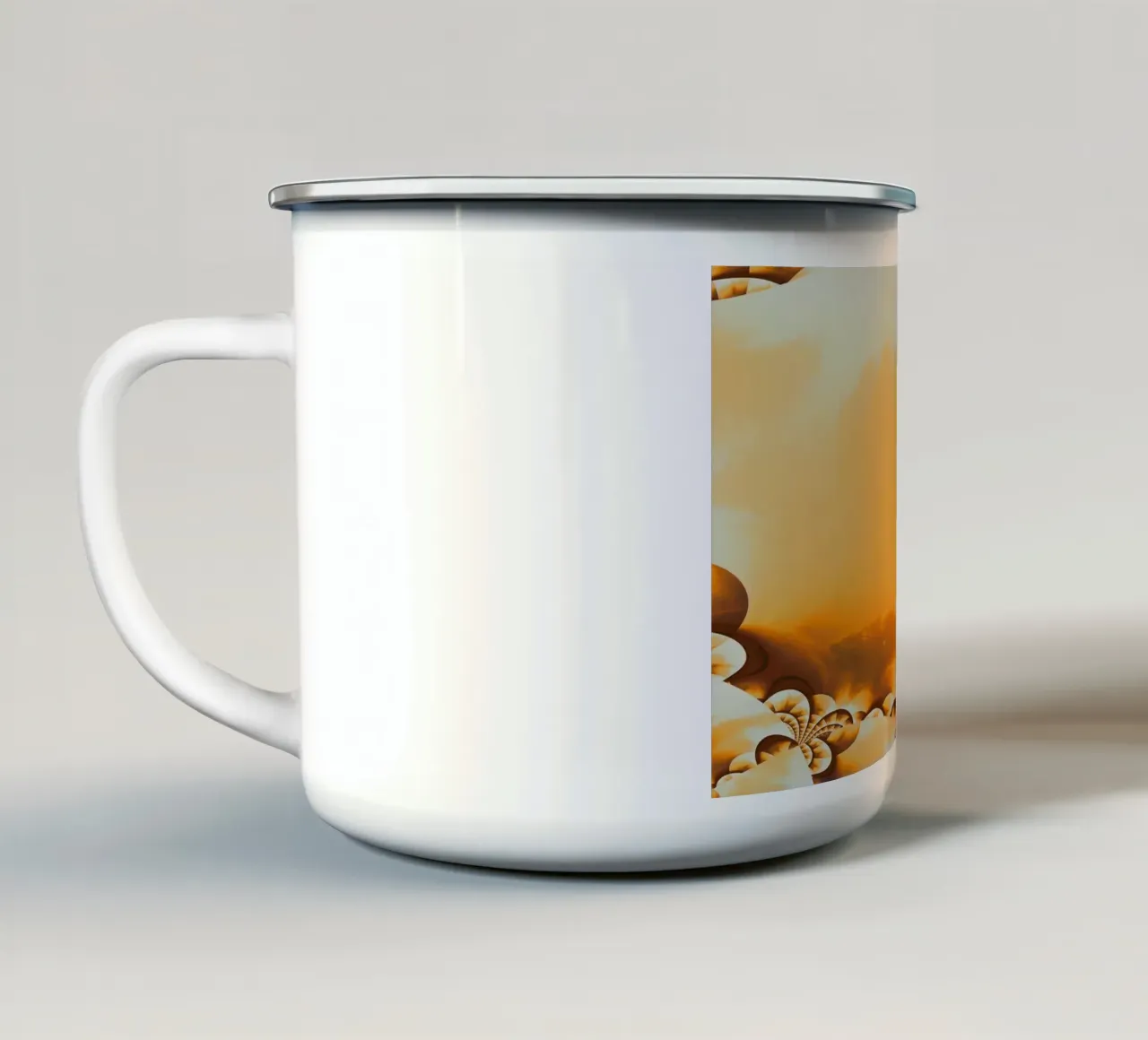 Abstract dynamic pattern in yellow, orange and brown. enamel mug by Something for you