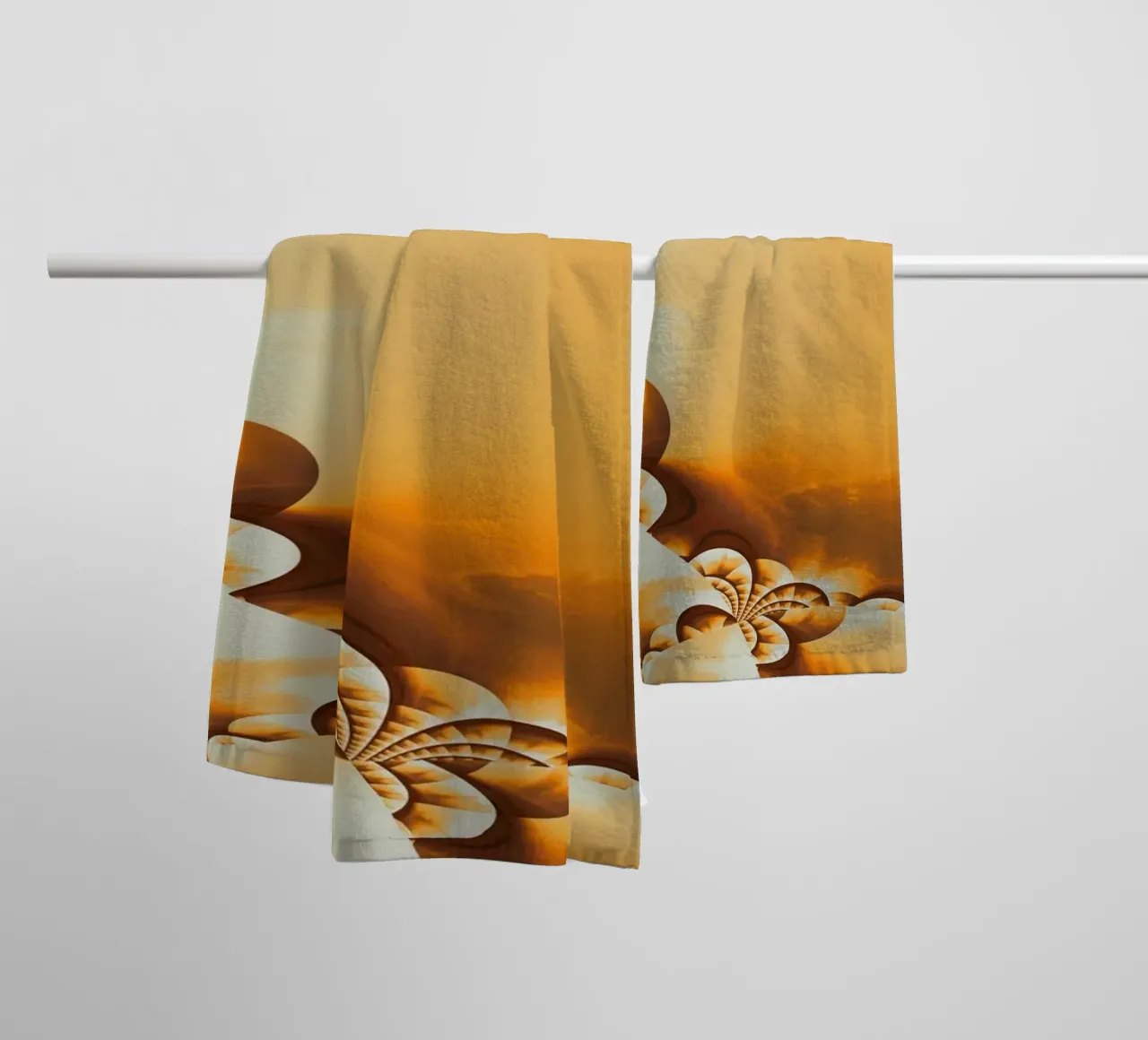 Abstraktes dynamisches Muster in gelb, orange und braun. Handtuch von Something for you