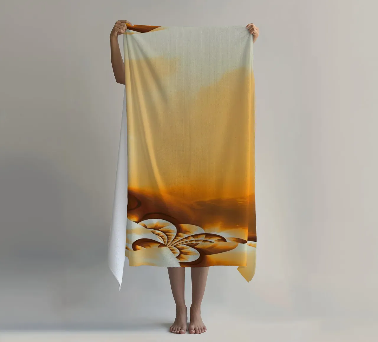 Abstract dynamic pattern in yellow, orange and brown. beach towel by Something for you