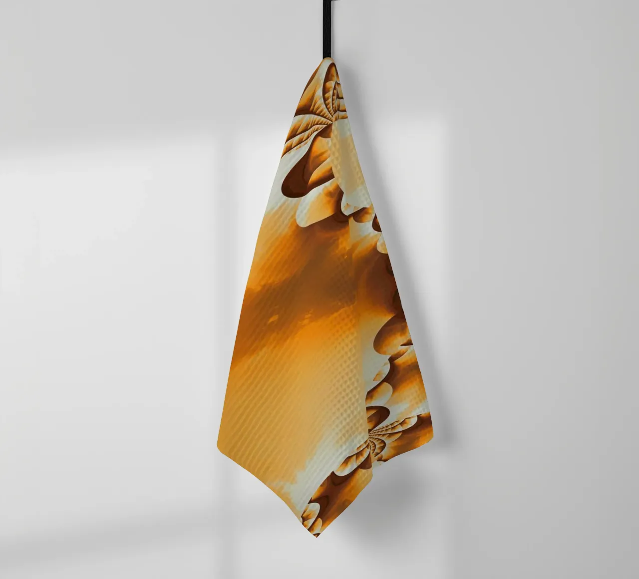 Motif dynamique abstrait en jaune, orange et marron. torchon de Something for you