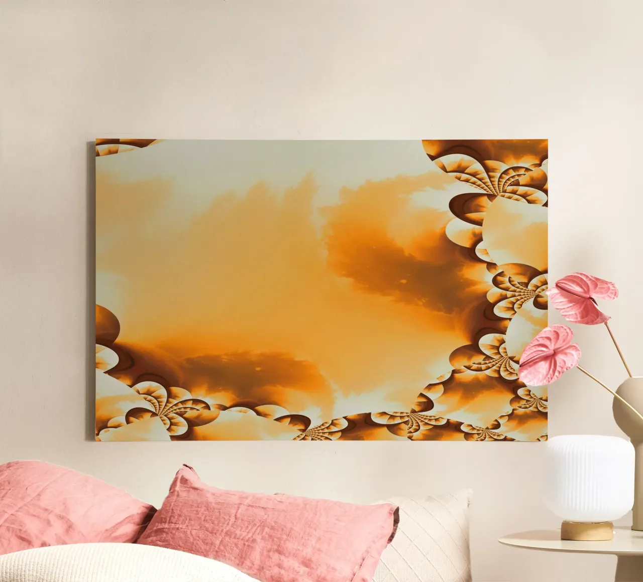 Abstract dynamic pattern in yellow, orange and brown. canvas by Something for you