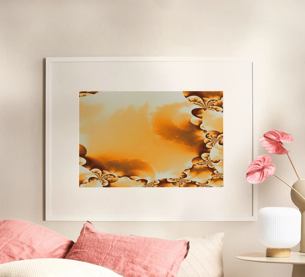 Abstraktes dynamisches Muster in gelb, orange und braun. Hahnemühle von Something for you