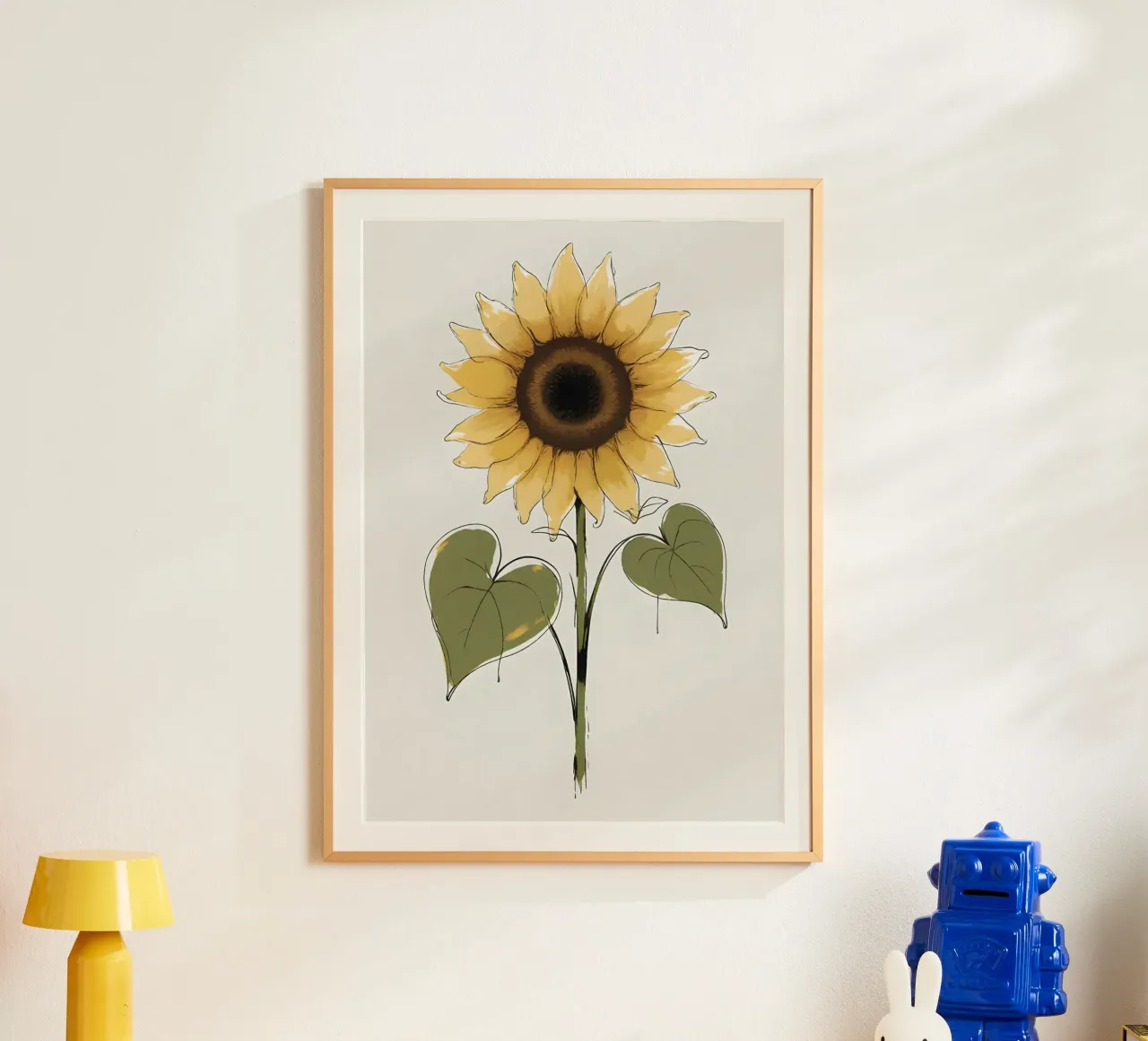 Pittura digitale minimalista di un singolo fiore di sole carta hahnemühle da Bloom And Brush