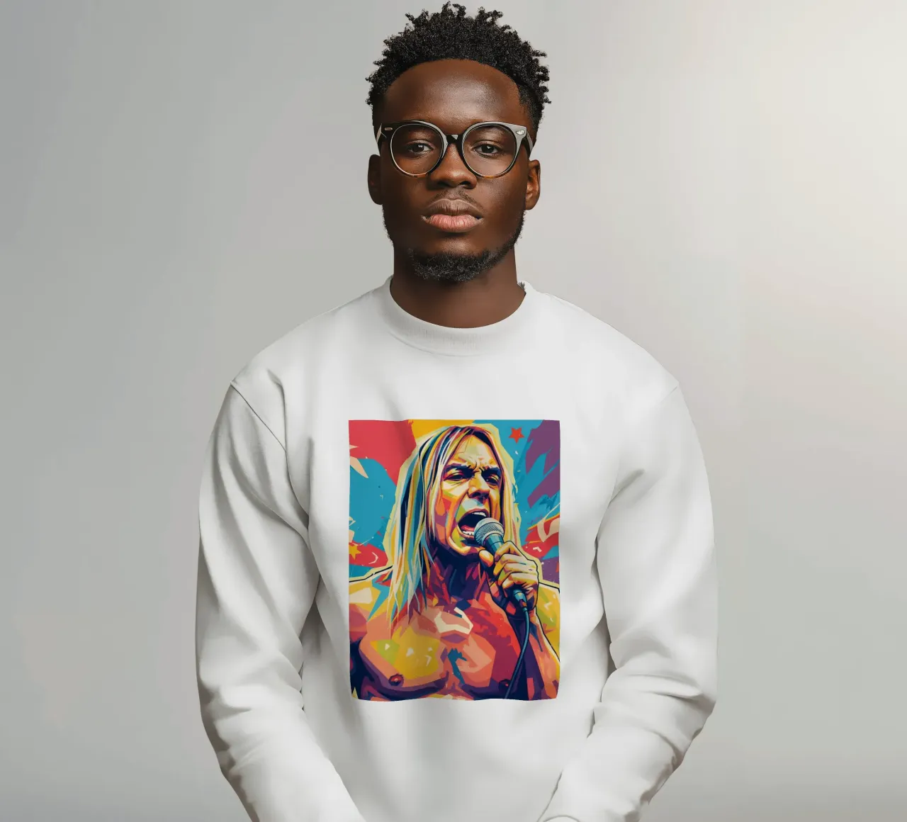 Iggy Pop pop art colorata felpa da Hantamrata