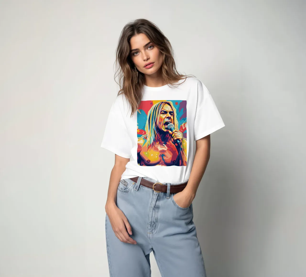 Iggy Pop pop art colorata t-shirt da Hantamrata
