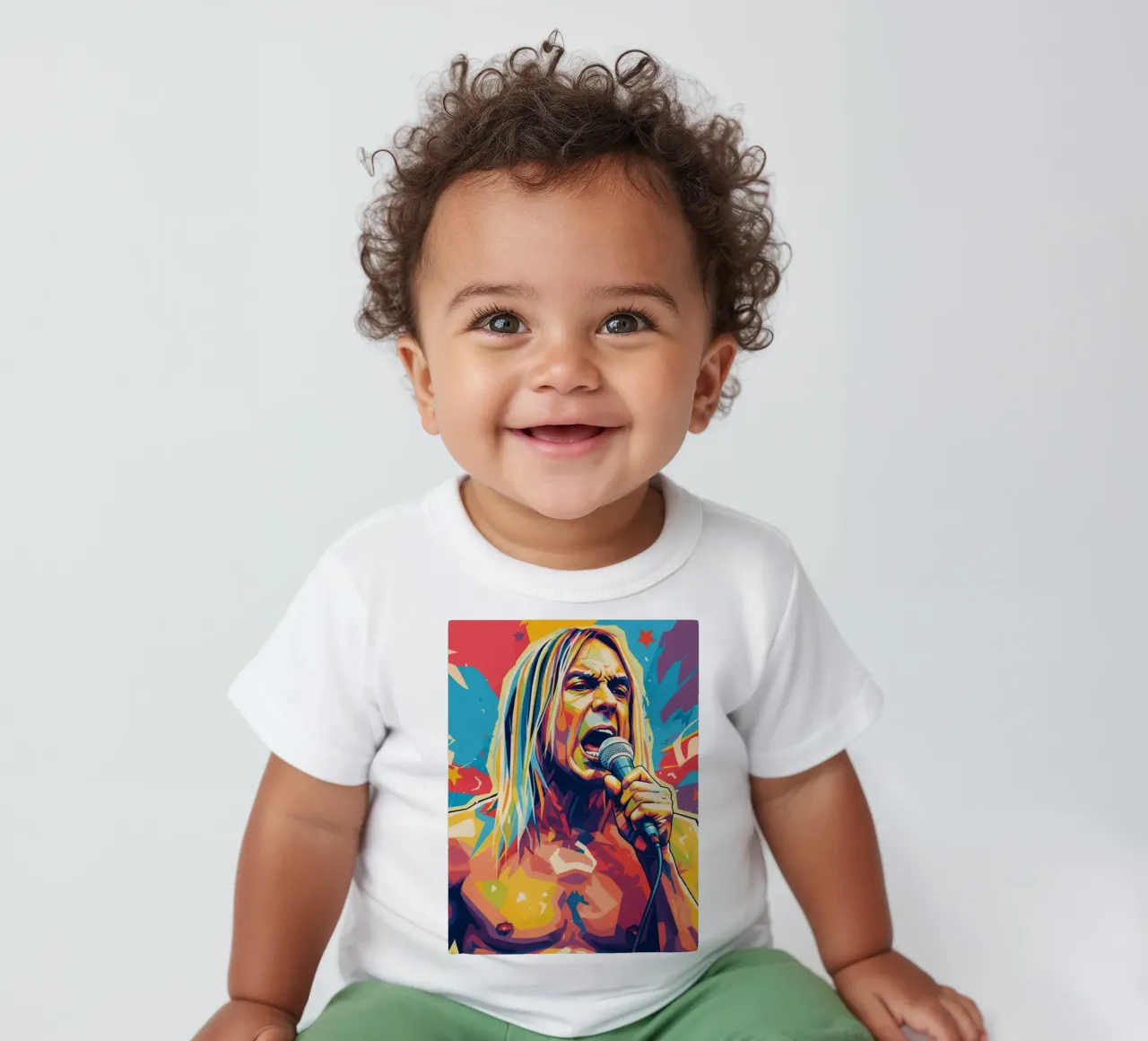 Iggy Pop pop art colorata maglietta neonato da Hantamrata