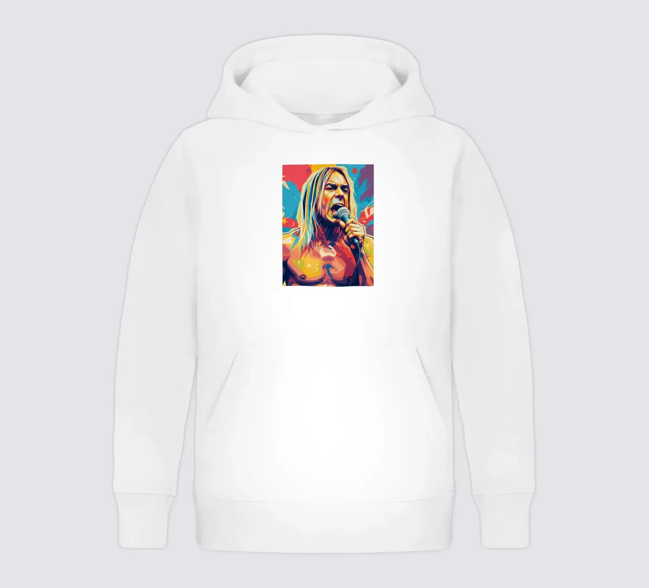 Iggy Pop pop art colorata felpa bambino con cappuccio da Hantamrata