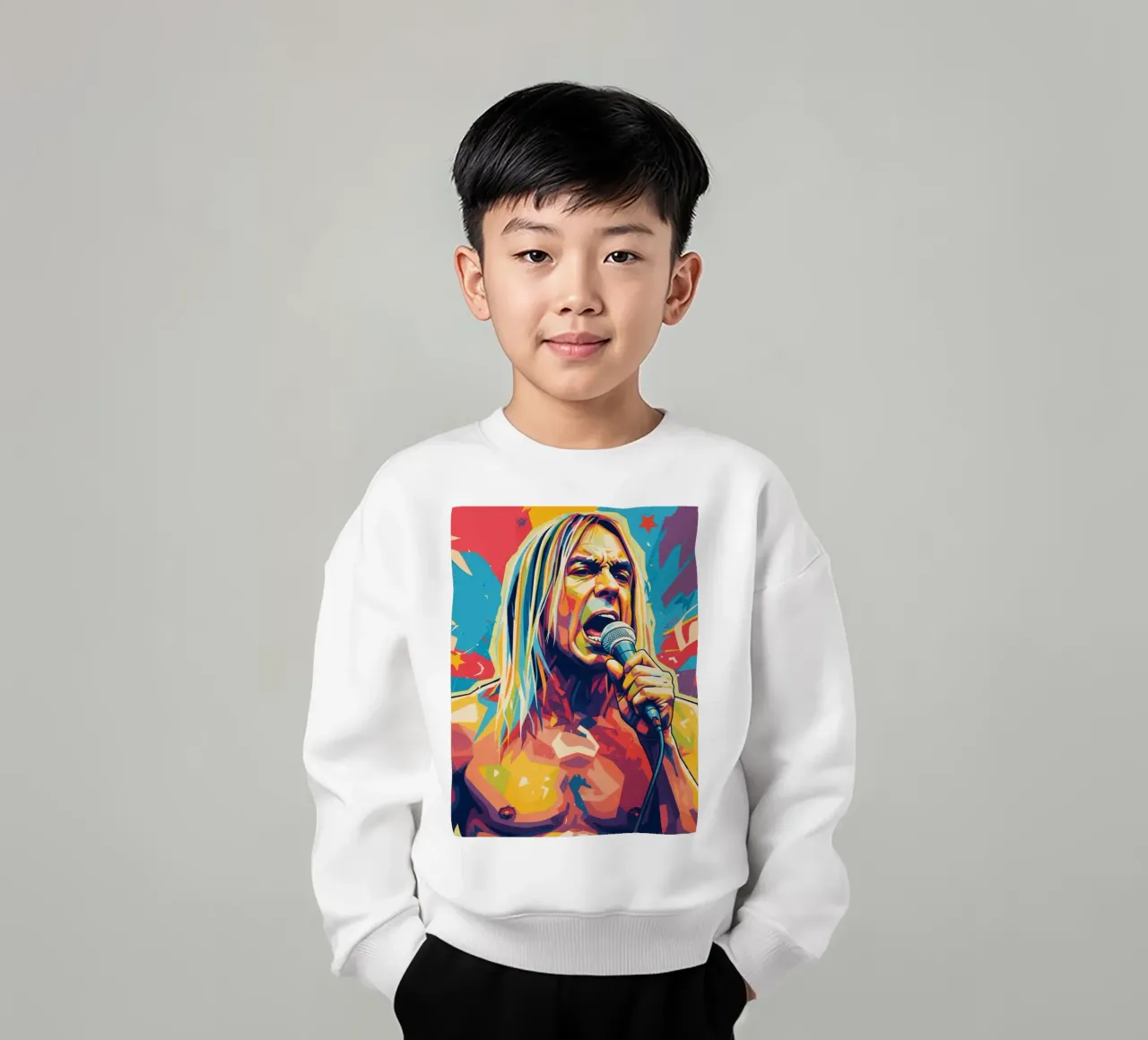 Iggy Pop pop art colorata felpa bambino da Hantamrata