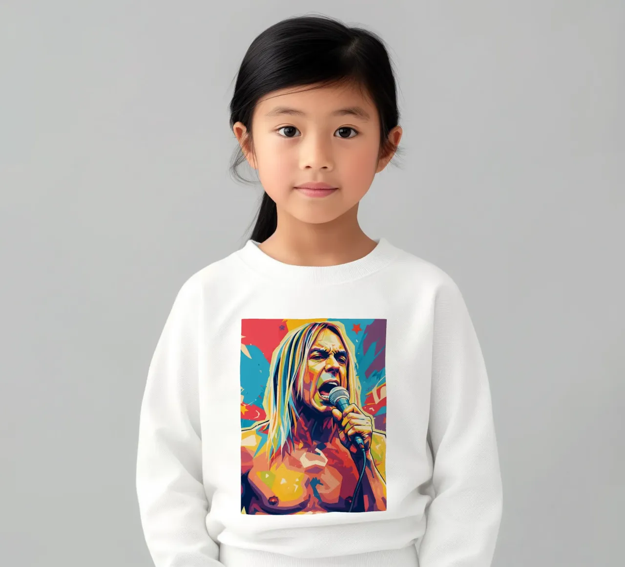 Iggy Pop pop art colorata felpa bambino da Hantamrata