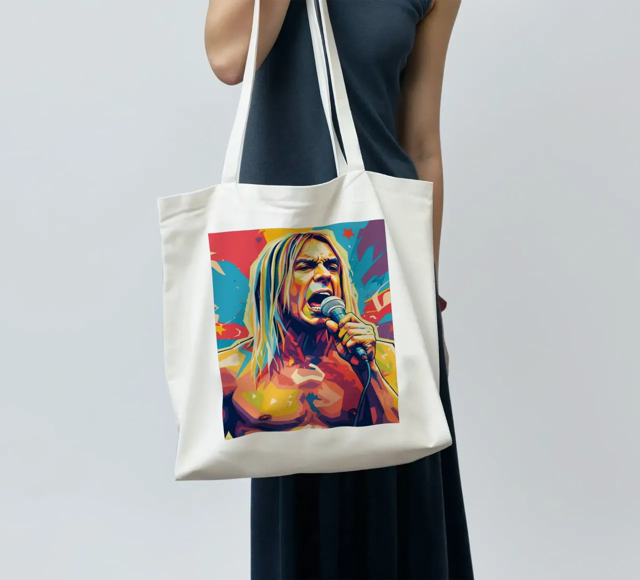 Iggy Pop pop art colorata borsa in juta da Hantamrata