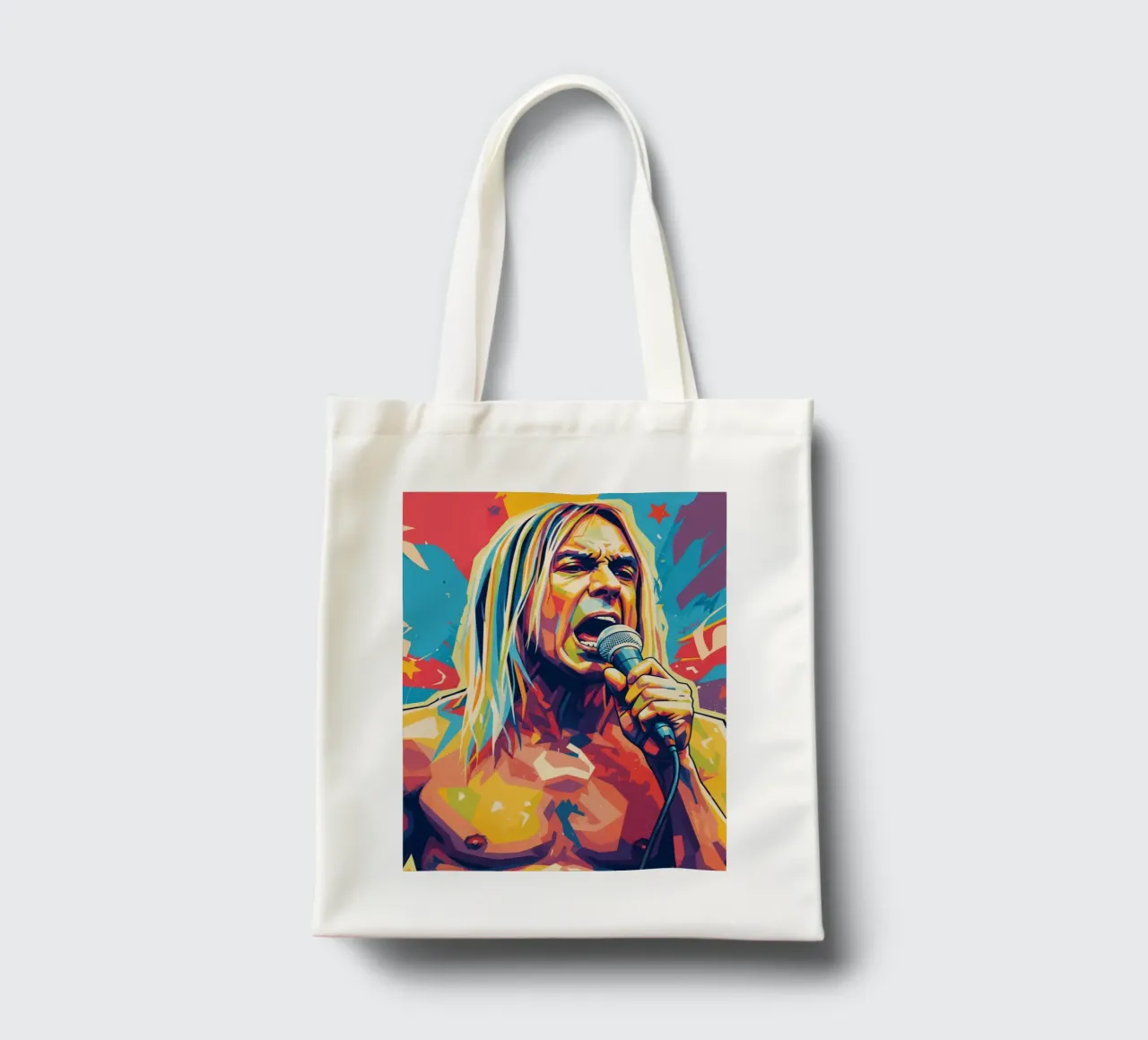 Iggy Pop pop art colorata borsa in juta da Hantamrata