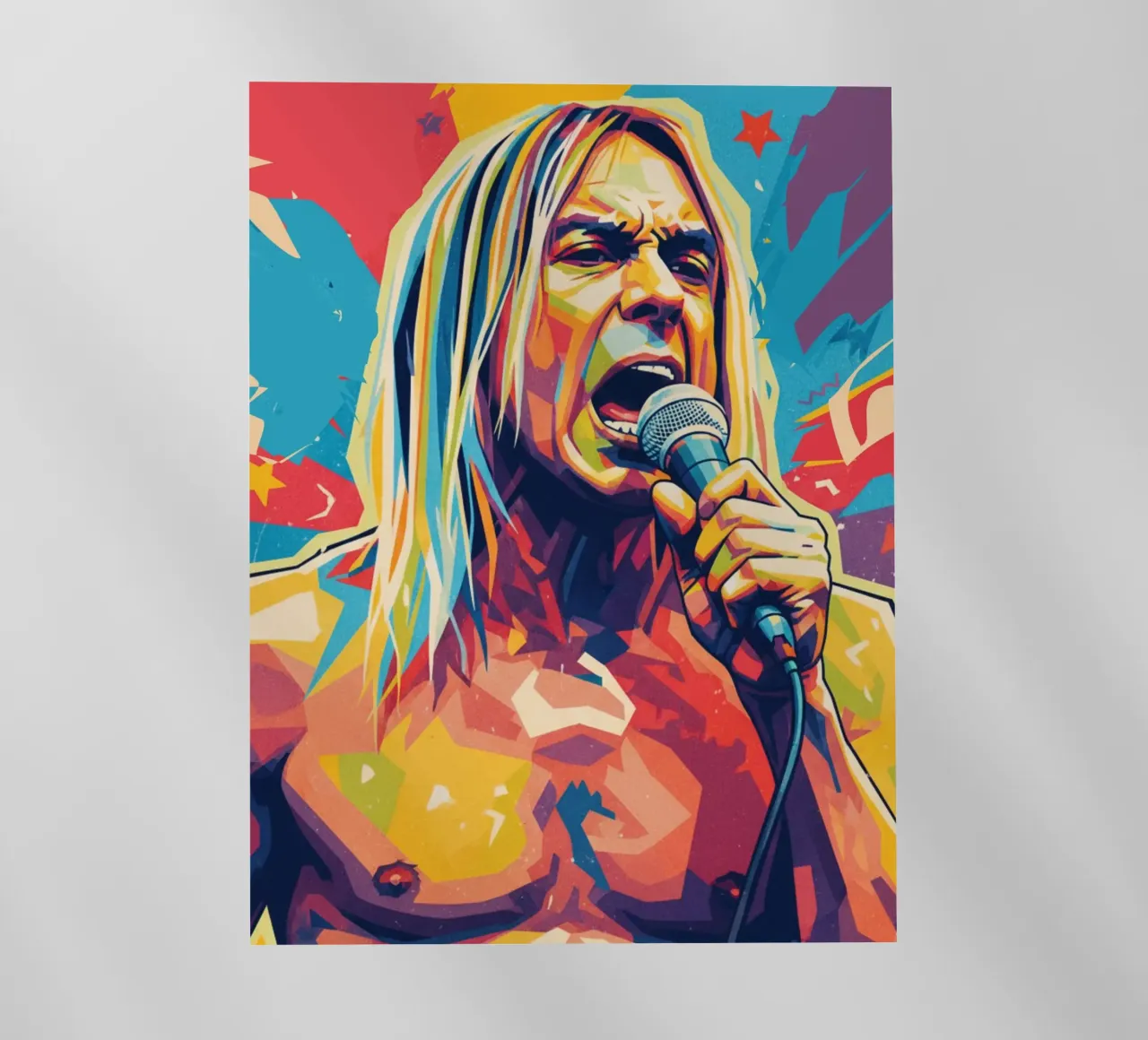 Iggy Pop pop art colorata pellicola backlit da Hantamrata