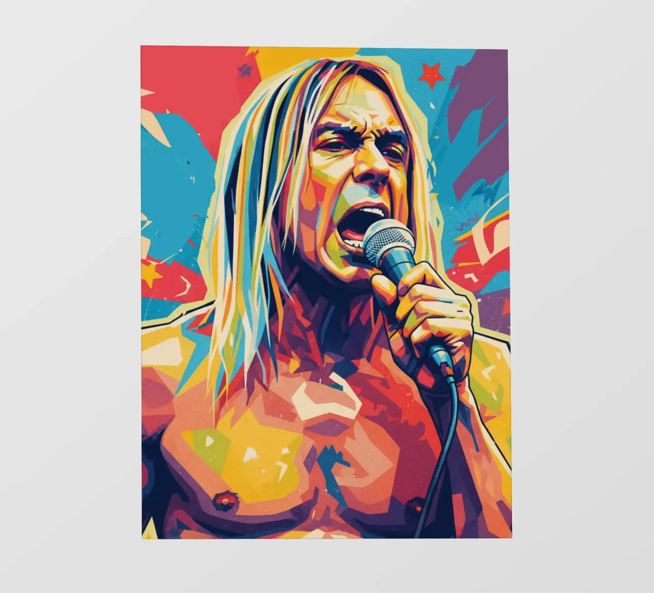 Iggy Pop pop art colorata pellicola backlit da Hantamrata