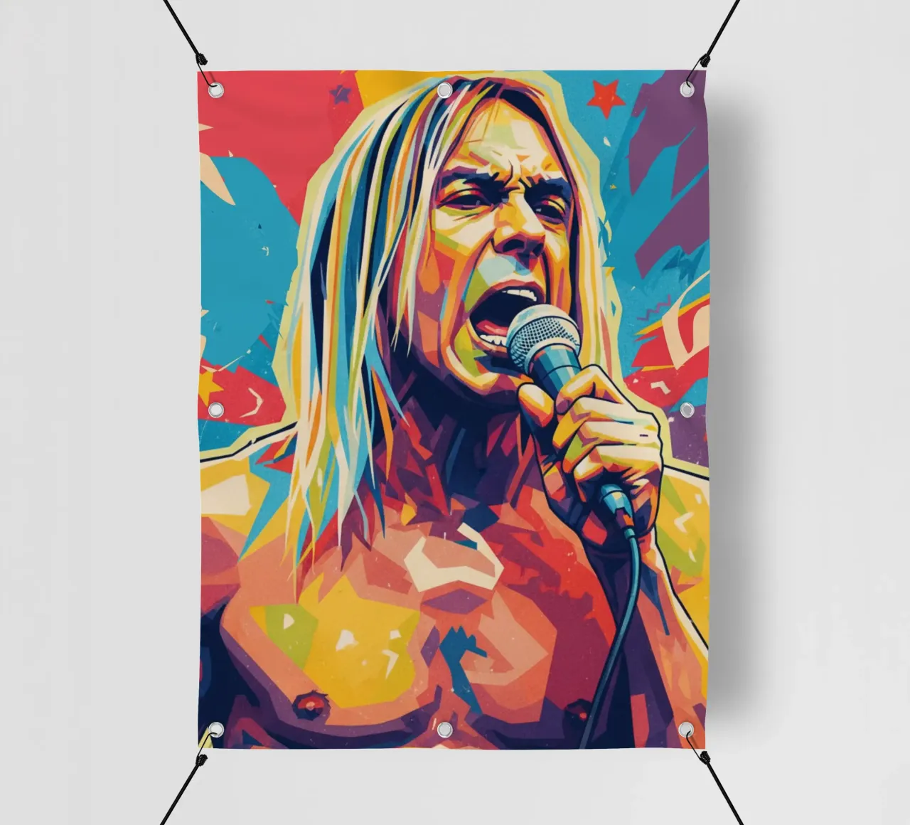 Iggy Pop pop art colorata telo in pvc da Hantamrata