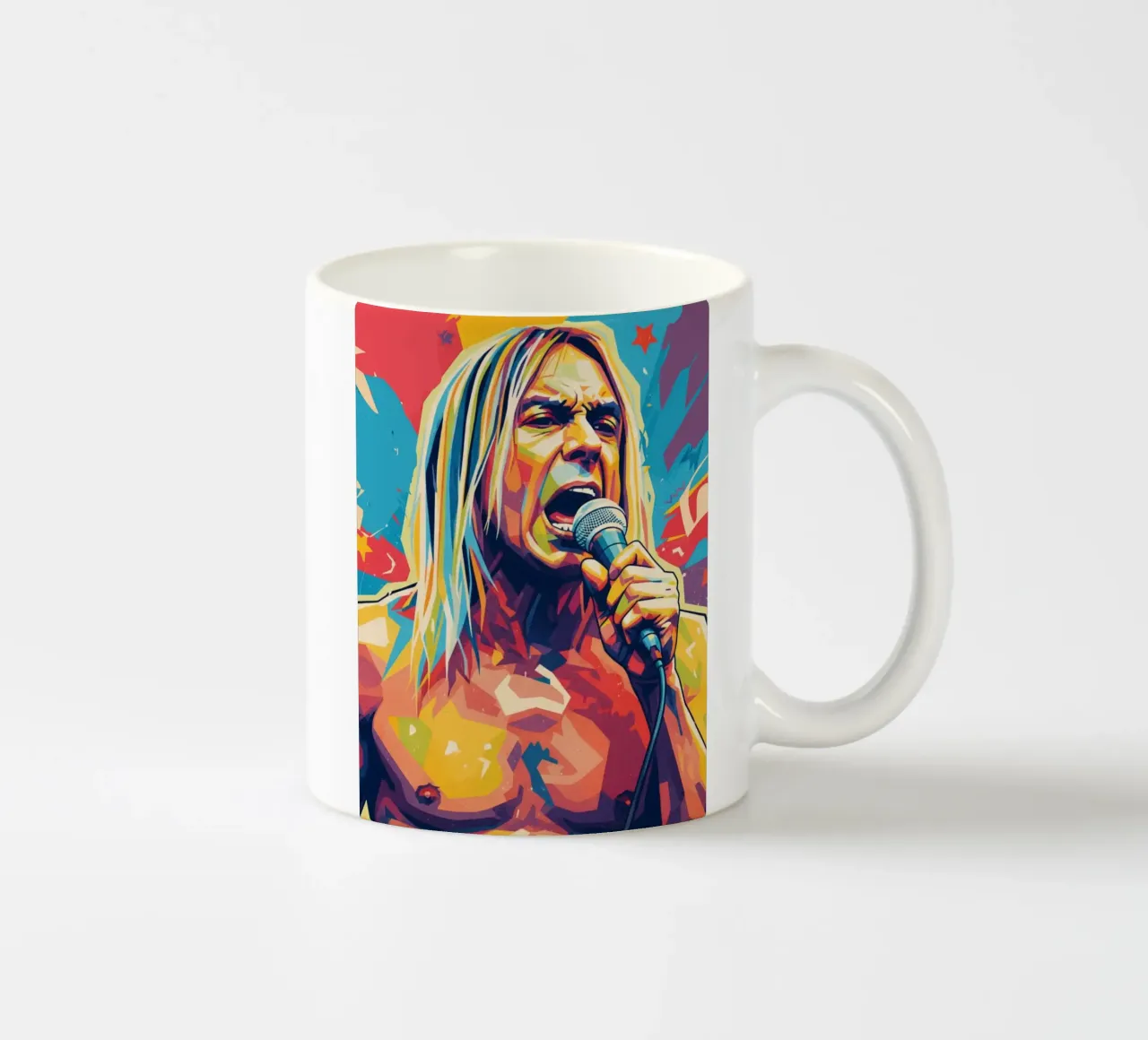 Iggy Pop pop art colorata tazza in ceramica da Hantamrata