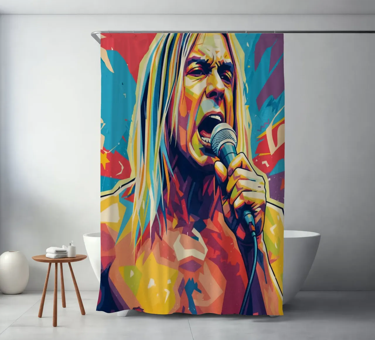 Iggy Pop pop art colorata tenda da doccia da Hantamrata