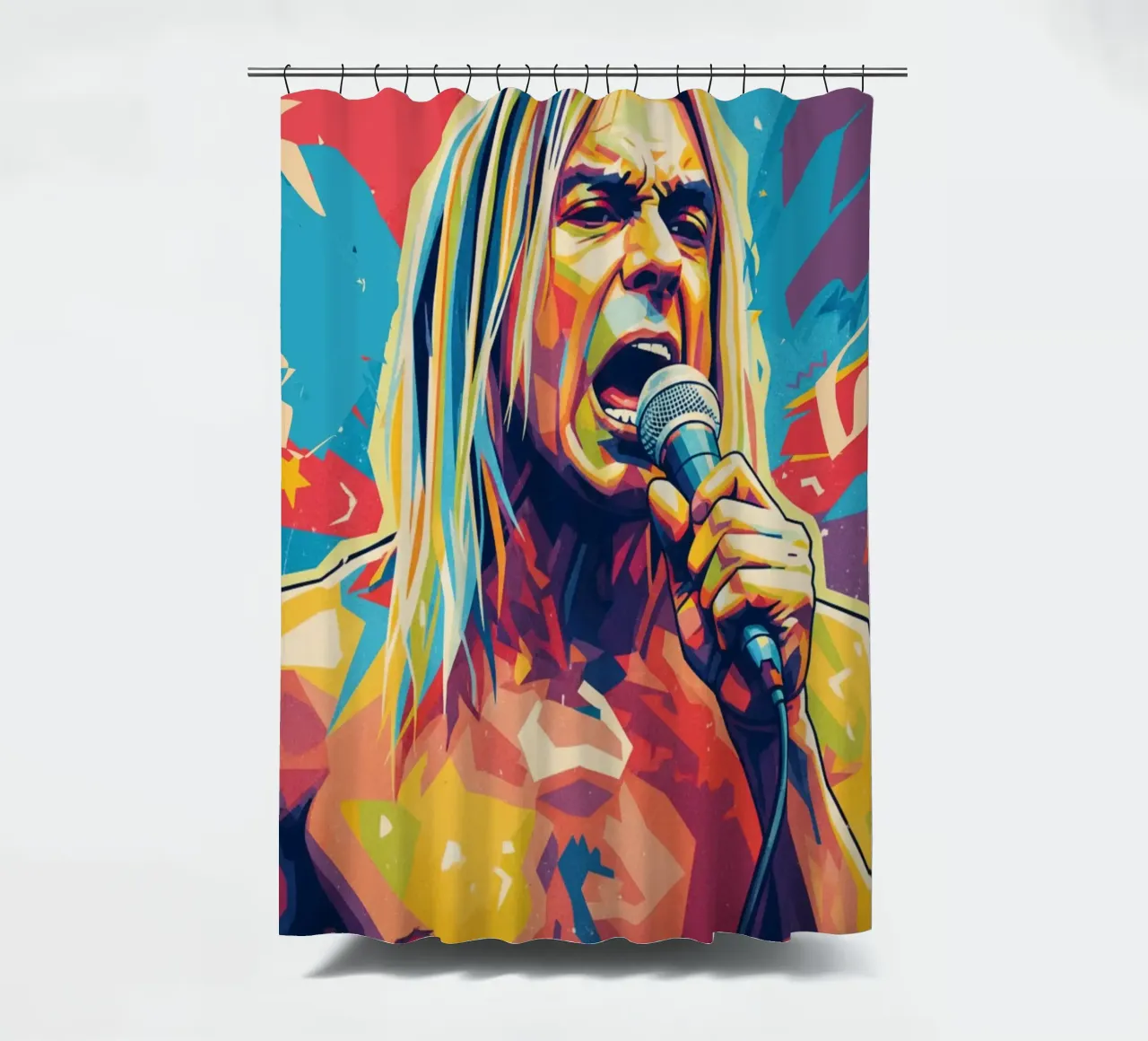 Iggy Pop pop art colorata tenda da doccia da Hantamrata