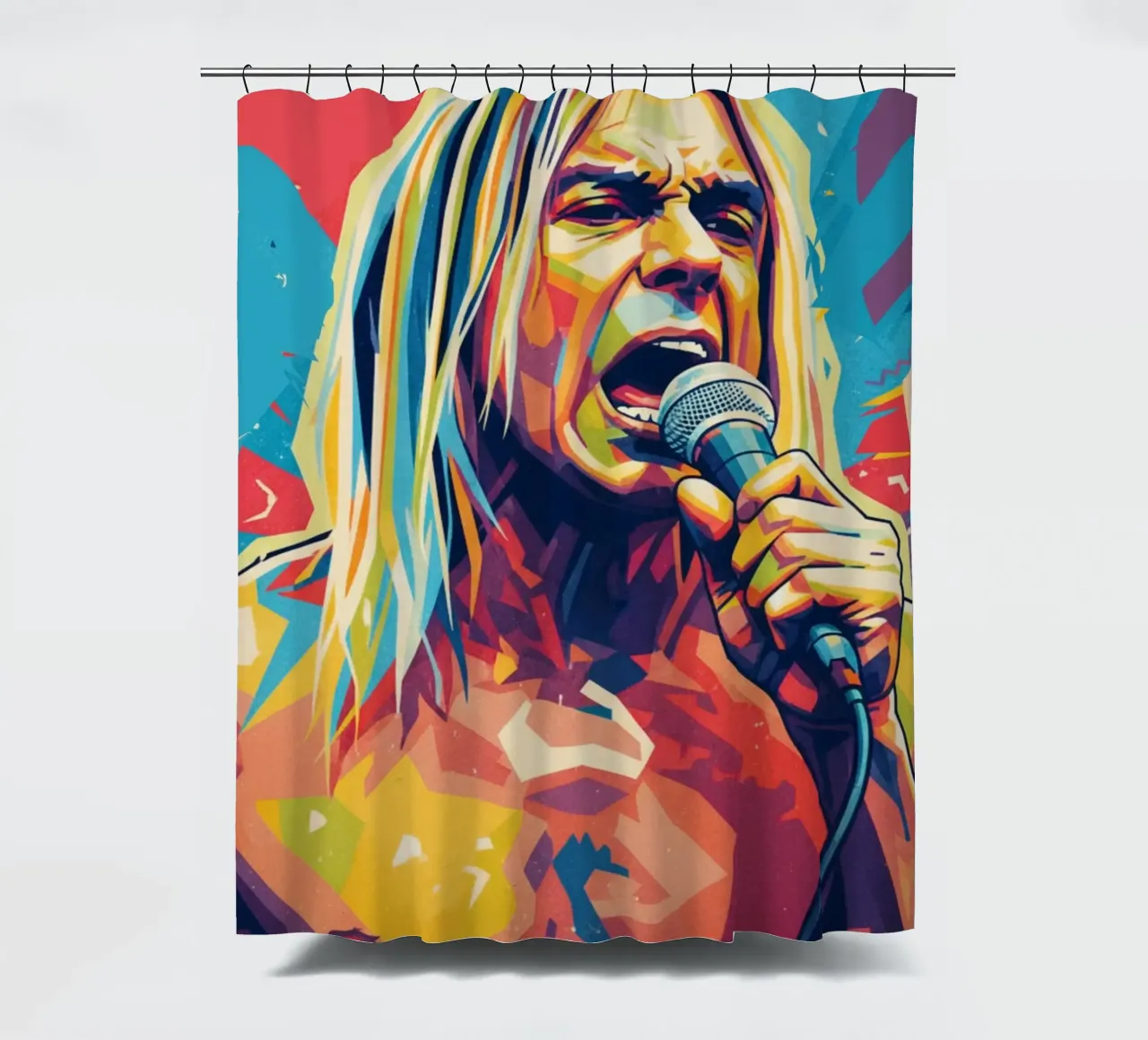 Iggy Pop pop art colorata tenda da doccia da Hantamrata