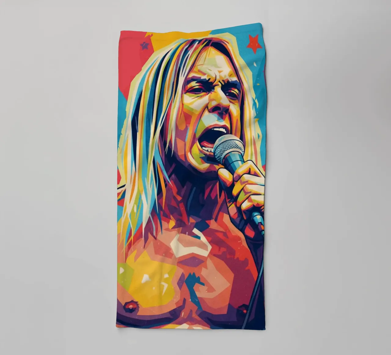 Iggy Pop colorful pop art towel by Hantamrata