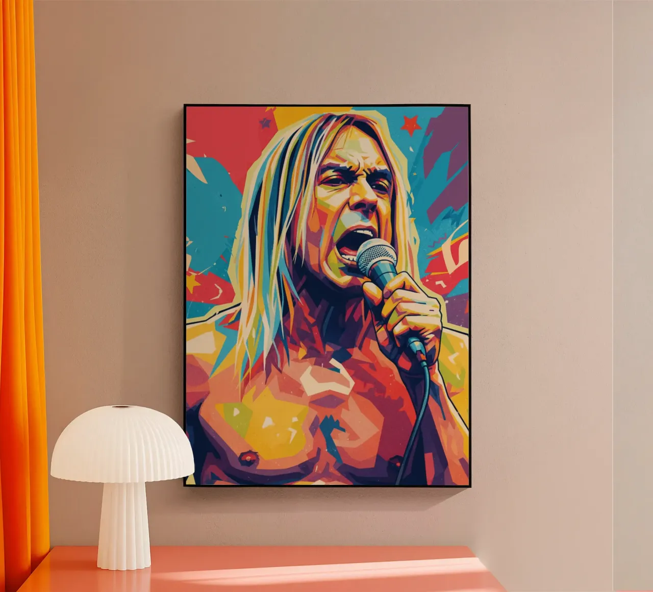 Iggy Pop pop art colorata plexiglass da Hantamrata